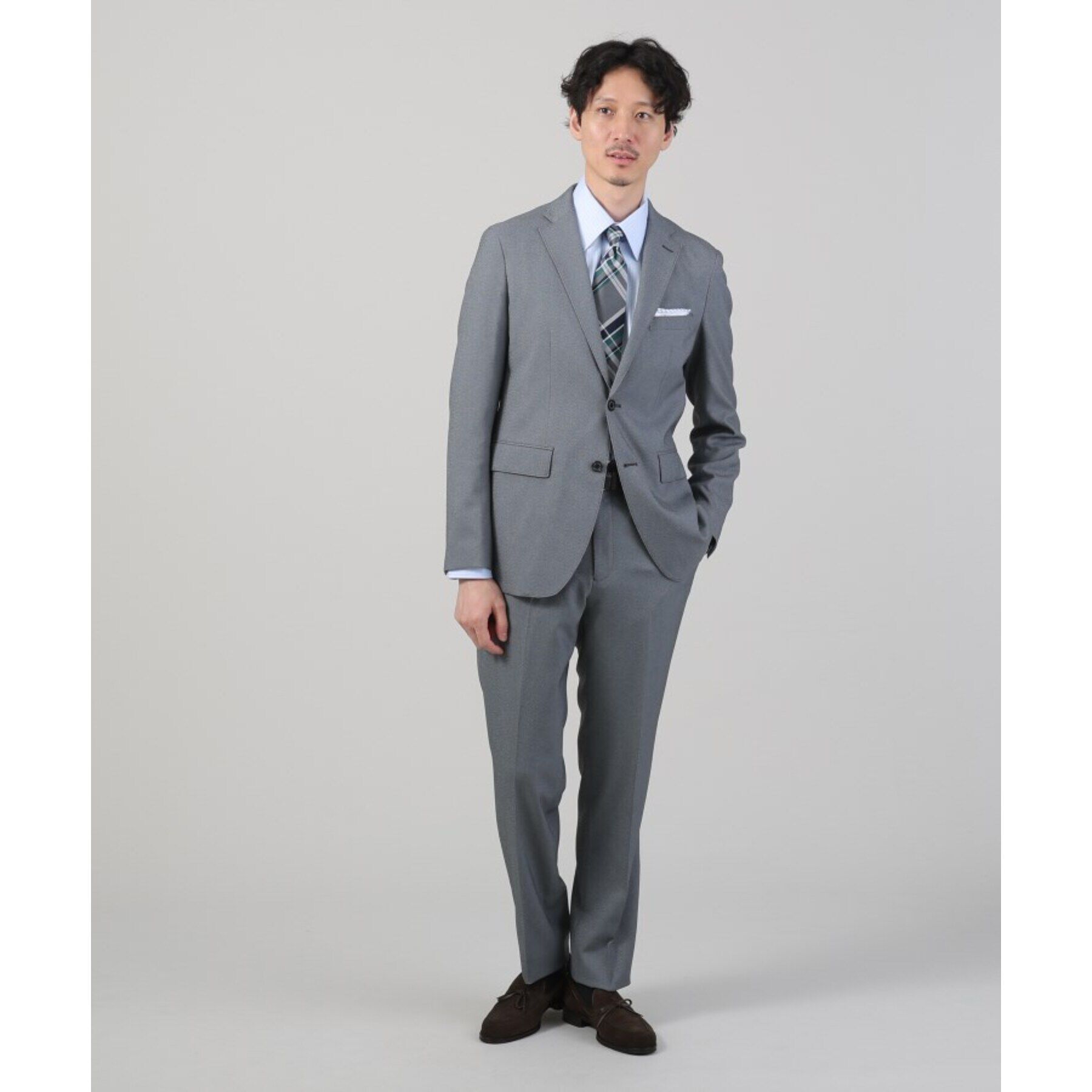 TAKEO KIKUCHI「【ONOFF/セットアップ対応】メランジ シャークスキン ストレッチ パンツ」|スーツ|