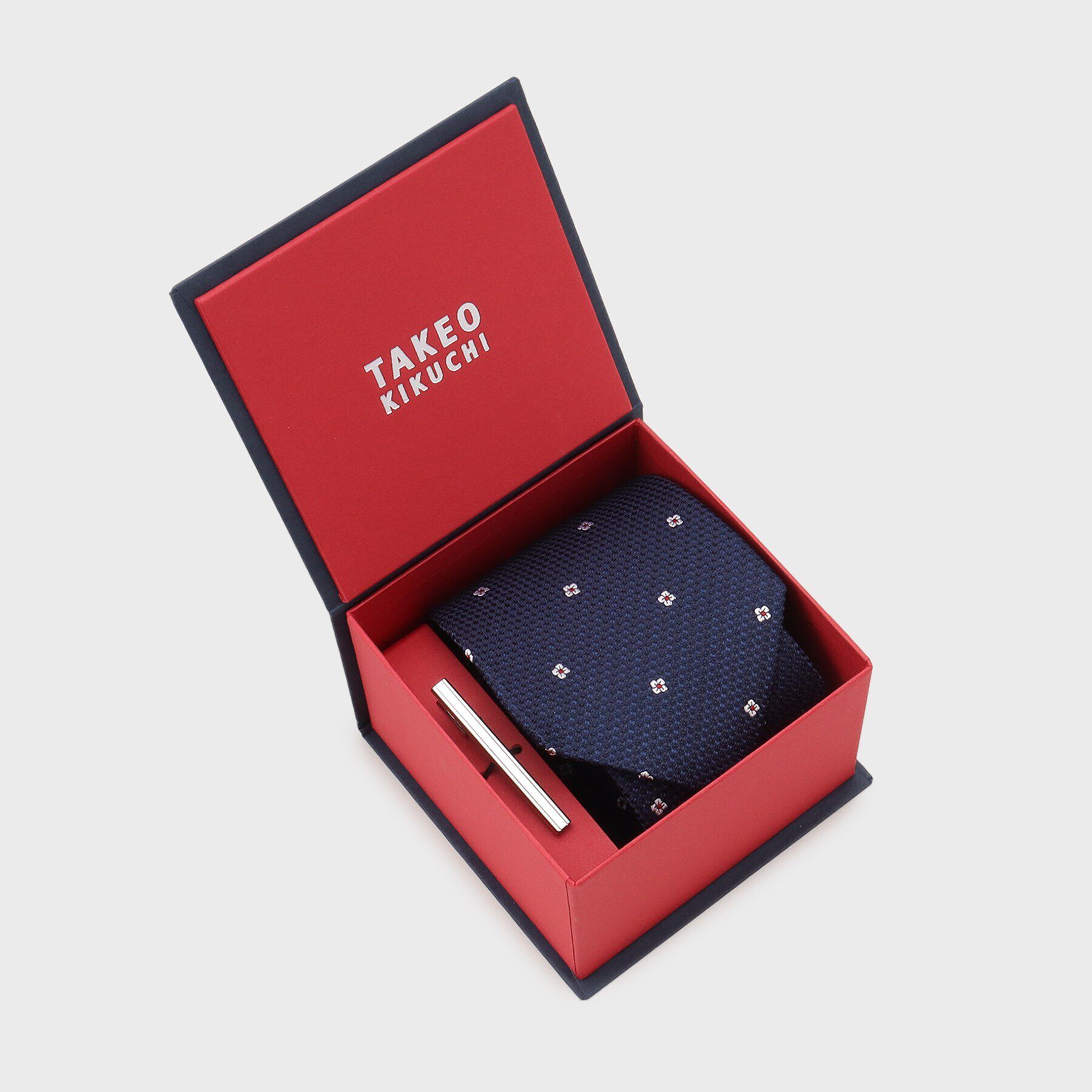 TAKEO KIKUCHI「フラワードットネクタイ＆タイバー カラーBOXセット」|ネクタイ・蝶ネクタイ|ネイビー(493)