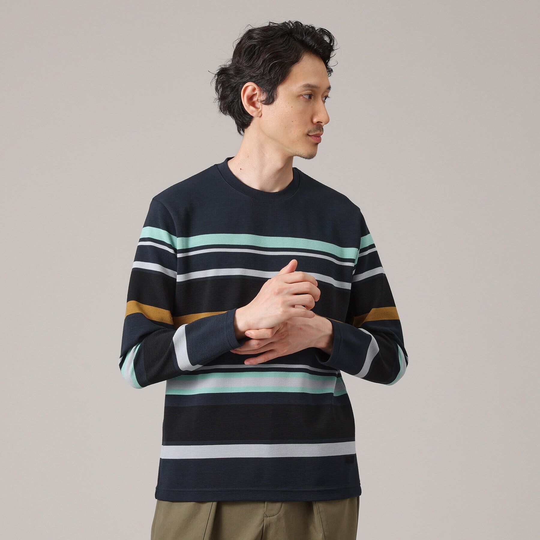 TAKEO KIKUCHI「リップルパネルボーダーカットソー」|Tシャツ・カットソー|