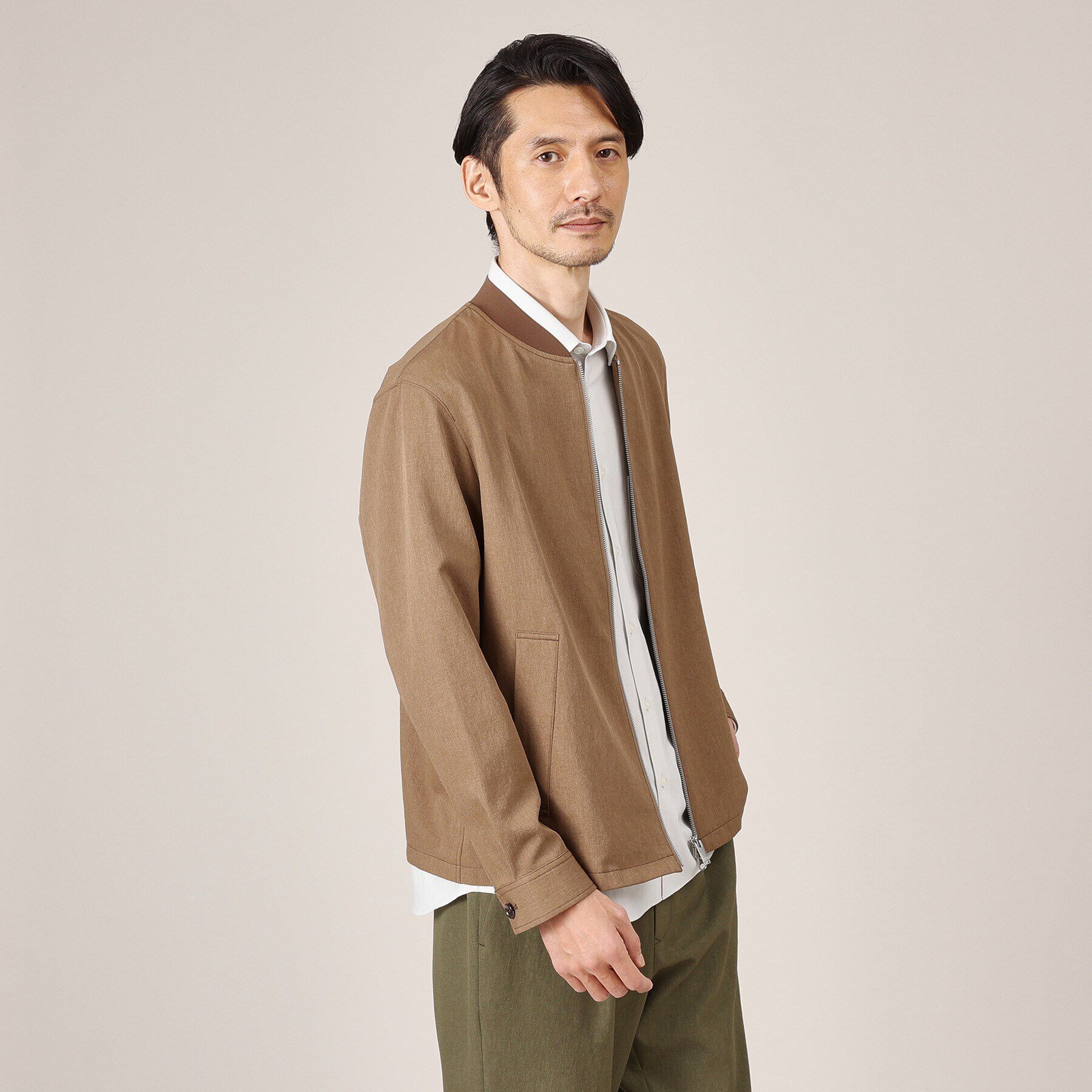 TAKEO KIKUCHI「【多機能/軽羽織】リネンライクカルゼ リブブルゾン」|ブルゾン・スタジャン|