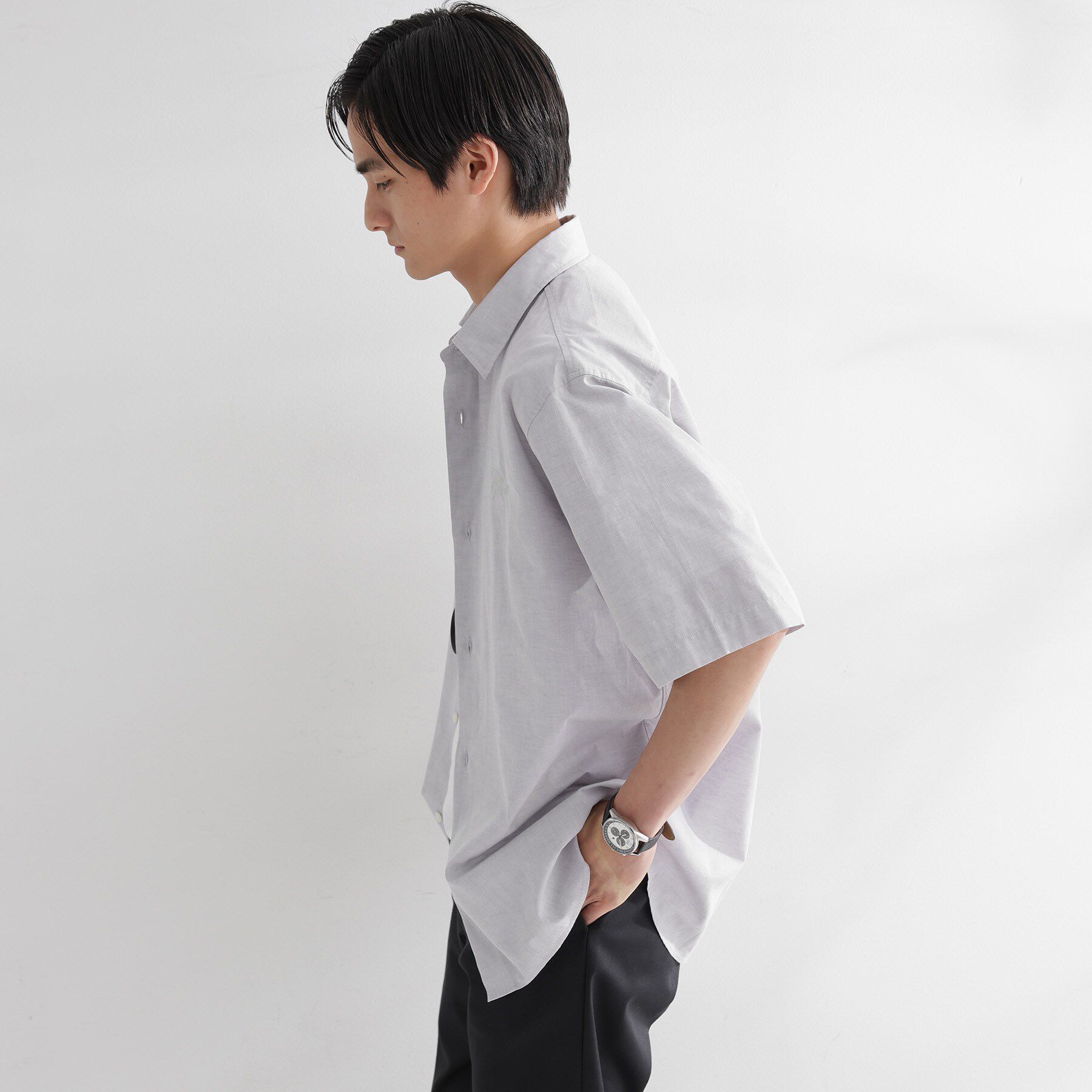 TAKEO KIKUCHI「【LIMITED】ワンポイントロゴ刺繍 綿麻半袖シャツ」|シャツ・ブラウス|