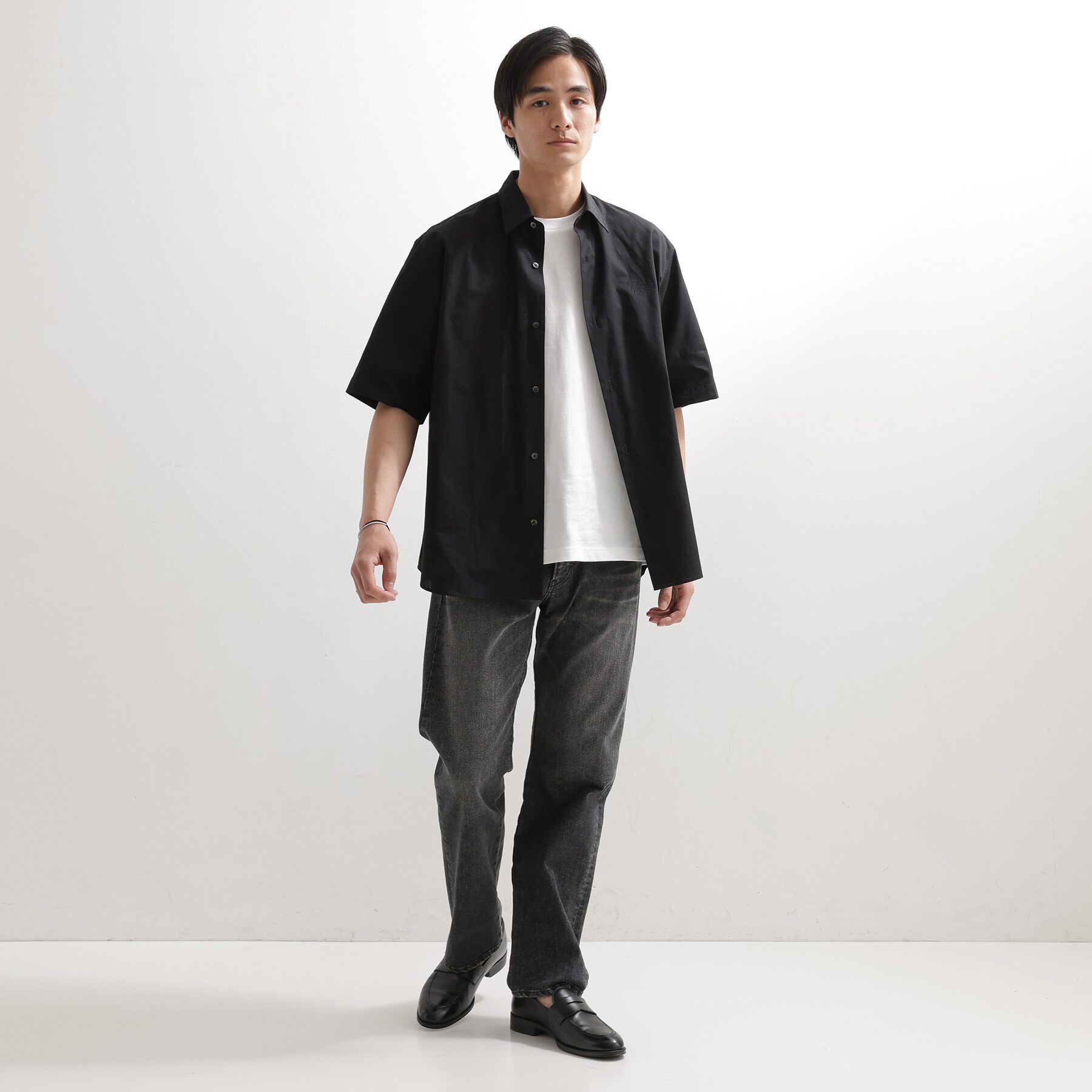 TAKEO KIKUCHI「【LIMITED】ワンポイントロゴ刺繍 綿麻半袖シャツ」|シャツ・ブラウス|