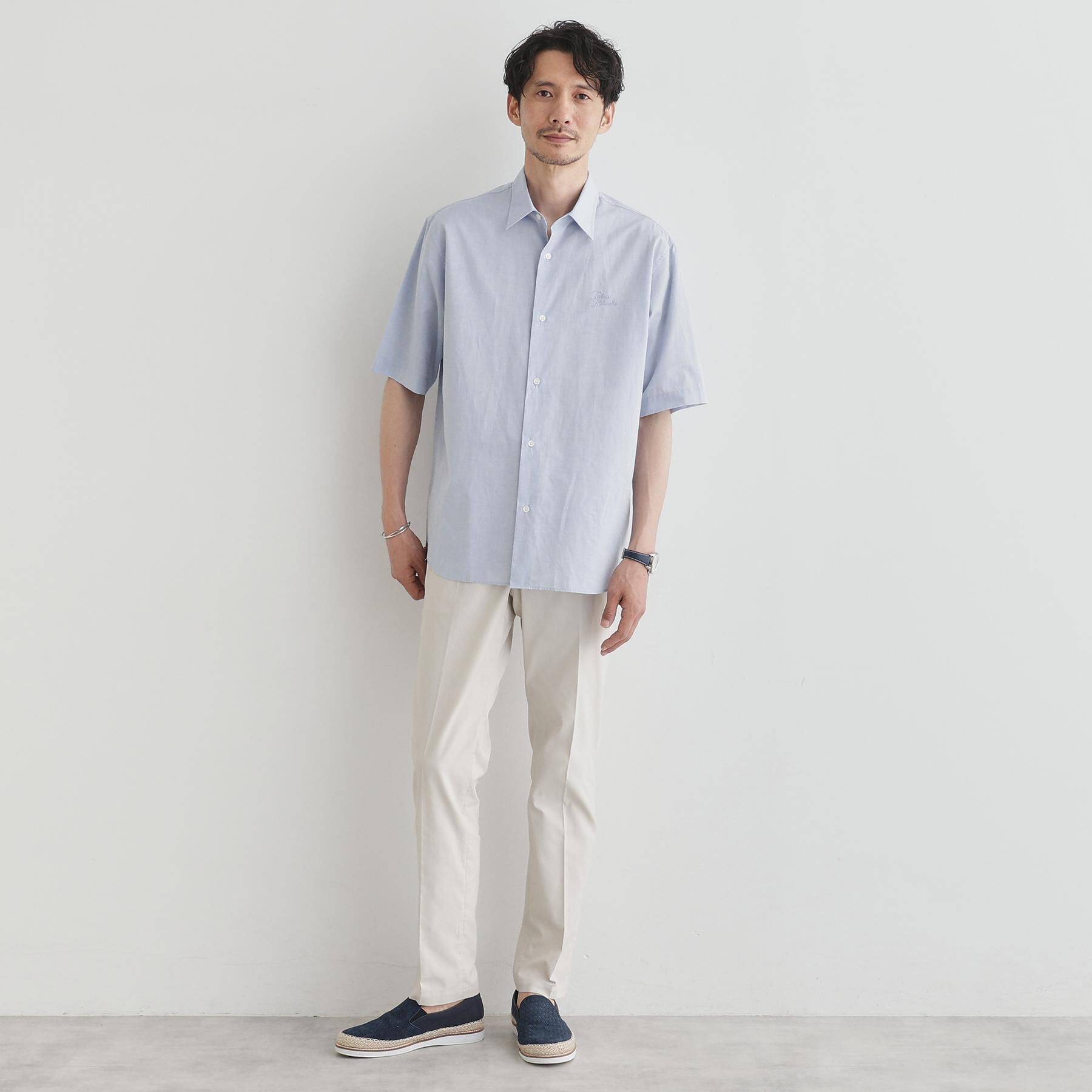 TAKEO KIKUCHI「【LIMITED】ワンポイントロゴ刺繍 綿麻半袖シャツ」|シャツ・ブラウス|