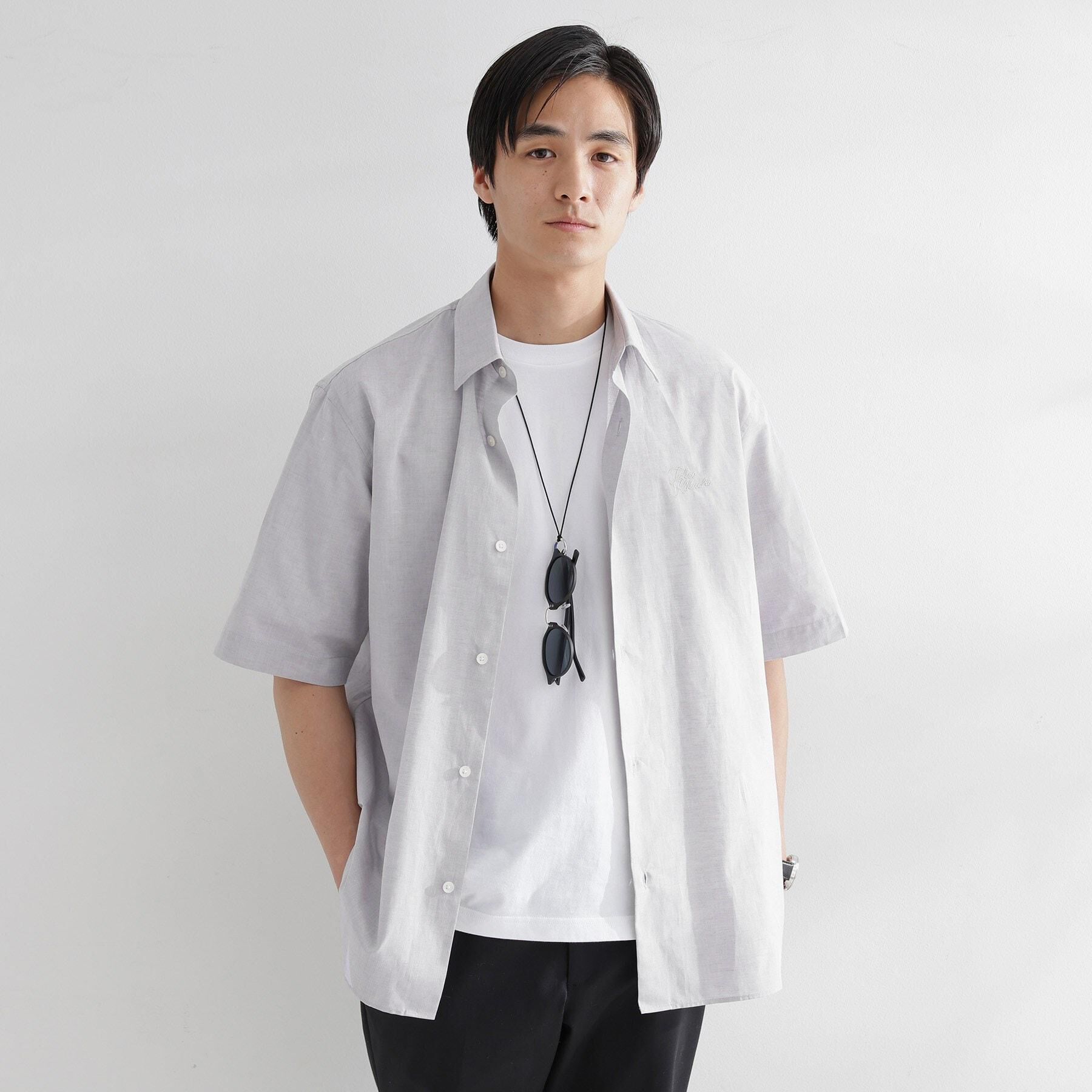 TAKEO KIKUCHI「【LIMITED】ワンポイントロゴ刺繍 綿麻半袖シャツ」|シャツ・ブラウス|