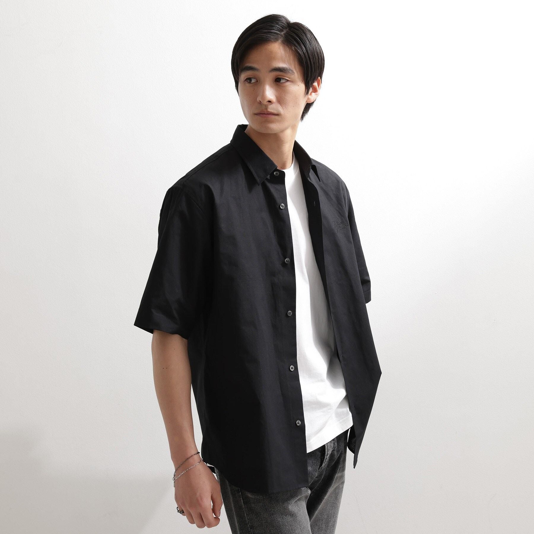 TAKEO KIKUCHI「【LIMITED】ワンポイントロゴ刺繍 綿麻半袖シャツ」|シャツ・ブラウス|