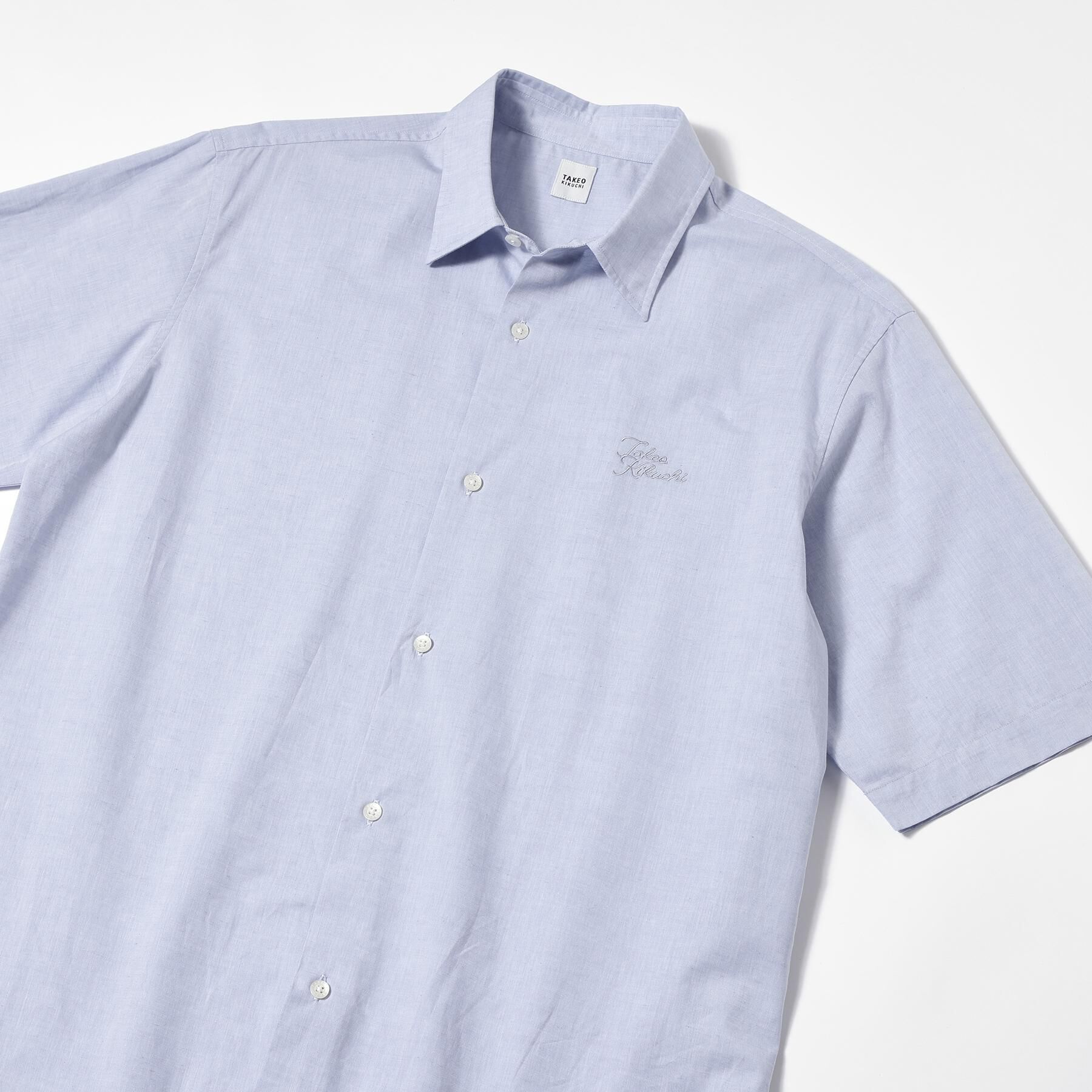 TAKEO KIKUCHI「【LIMITED】ワンポイントロゴ刺繍 綿麻半袖シャツ」|シャツ・ブラウス|ブルー(092)
