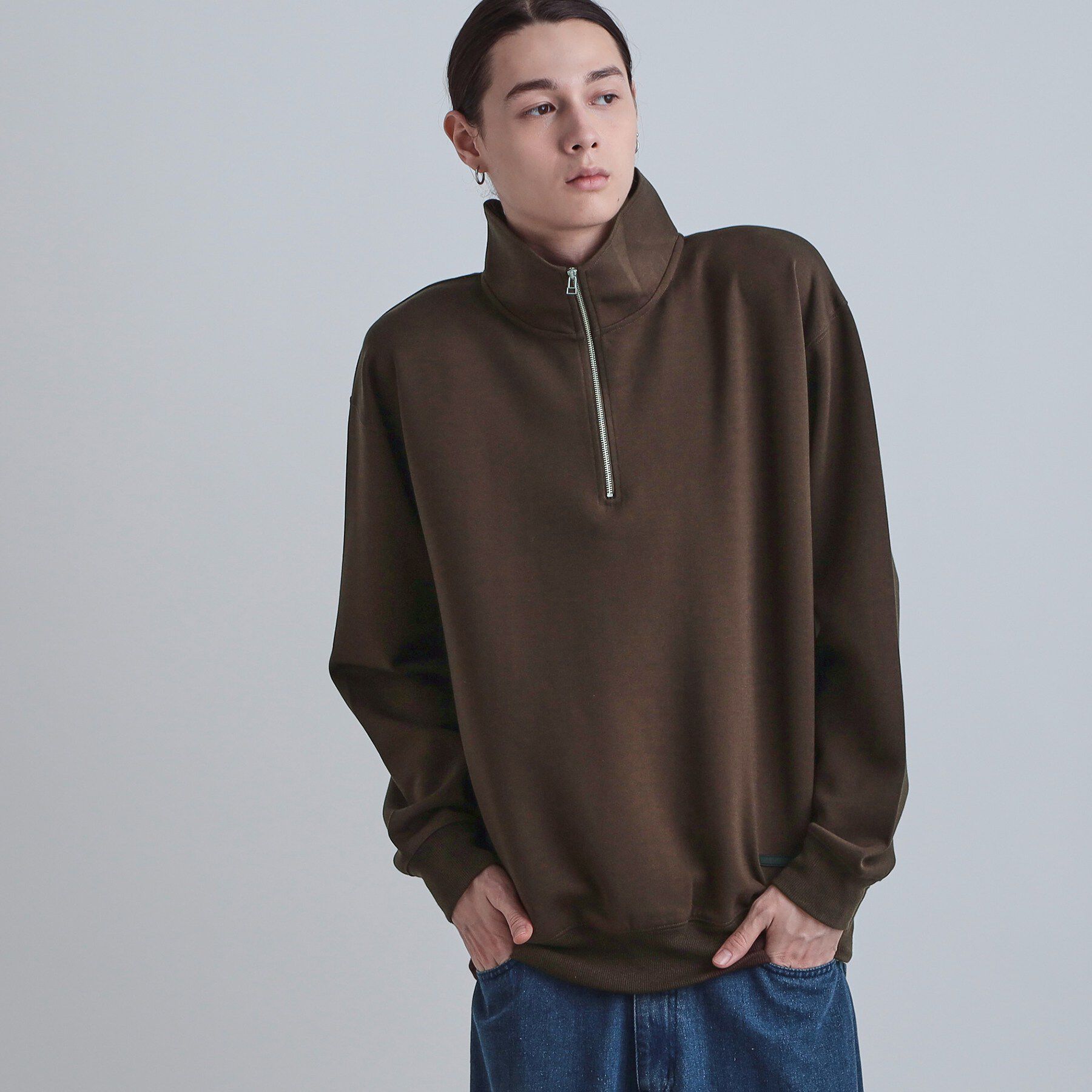 tk.TAKEO KIKUCHI「ハーフジップスウェット」|パーカー|ブラウン(043)