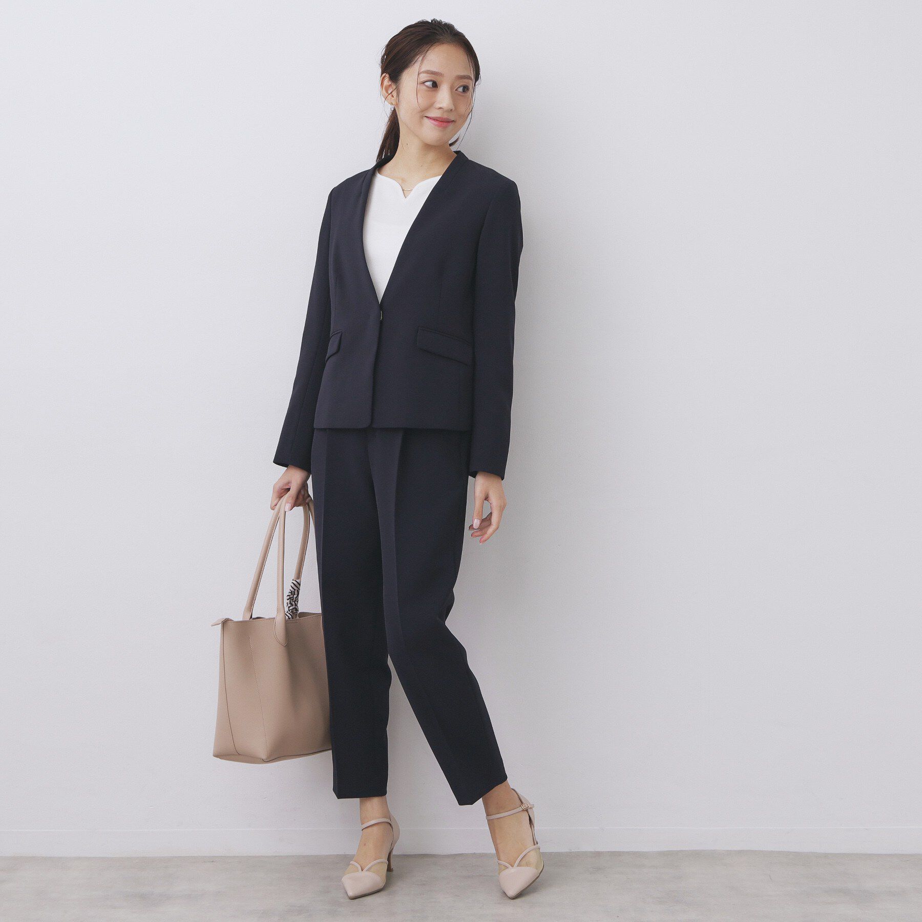 index「ストレッチノーカラージャケット/セットアップ対応【洗濯機OK/防シワ/イージーアイロン】」|ノーカラージャケット|