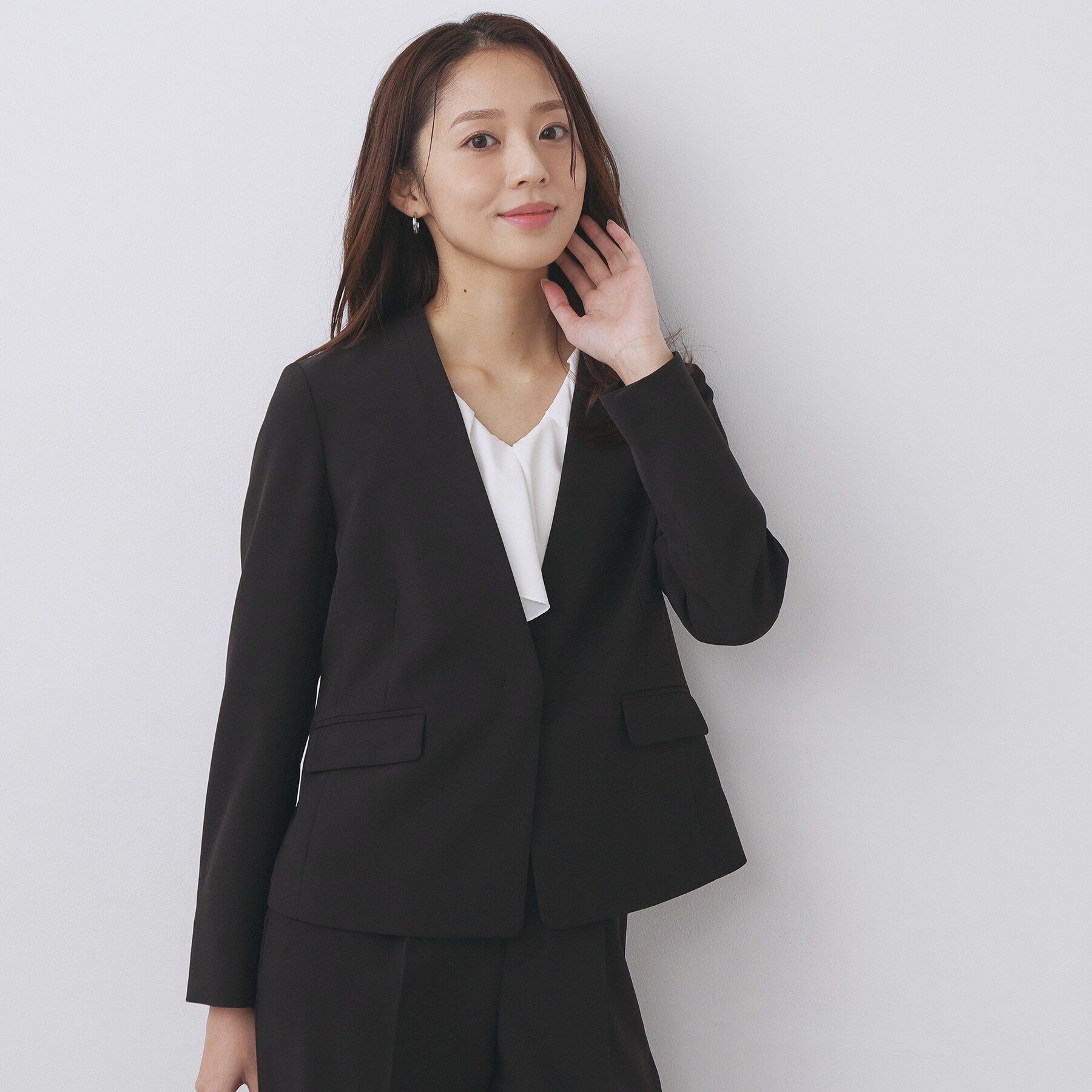 index「ストレッチノーカラージャケット/セットアップ対応【洗濯機OK/防シワ/イージーアイロン】」|ノーカラージャケット|