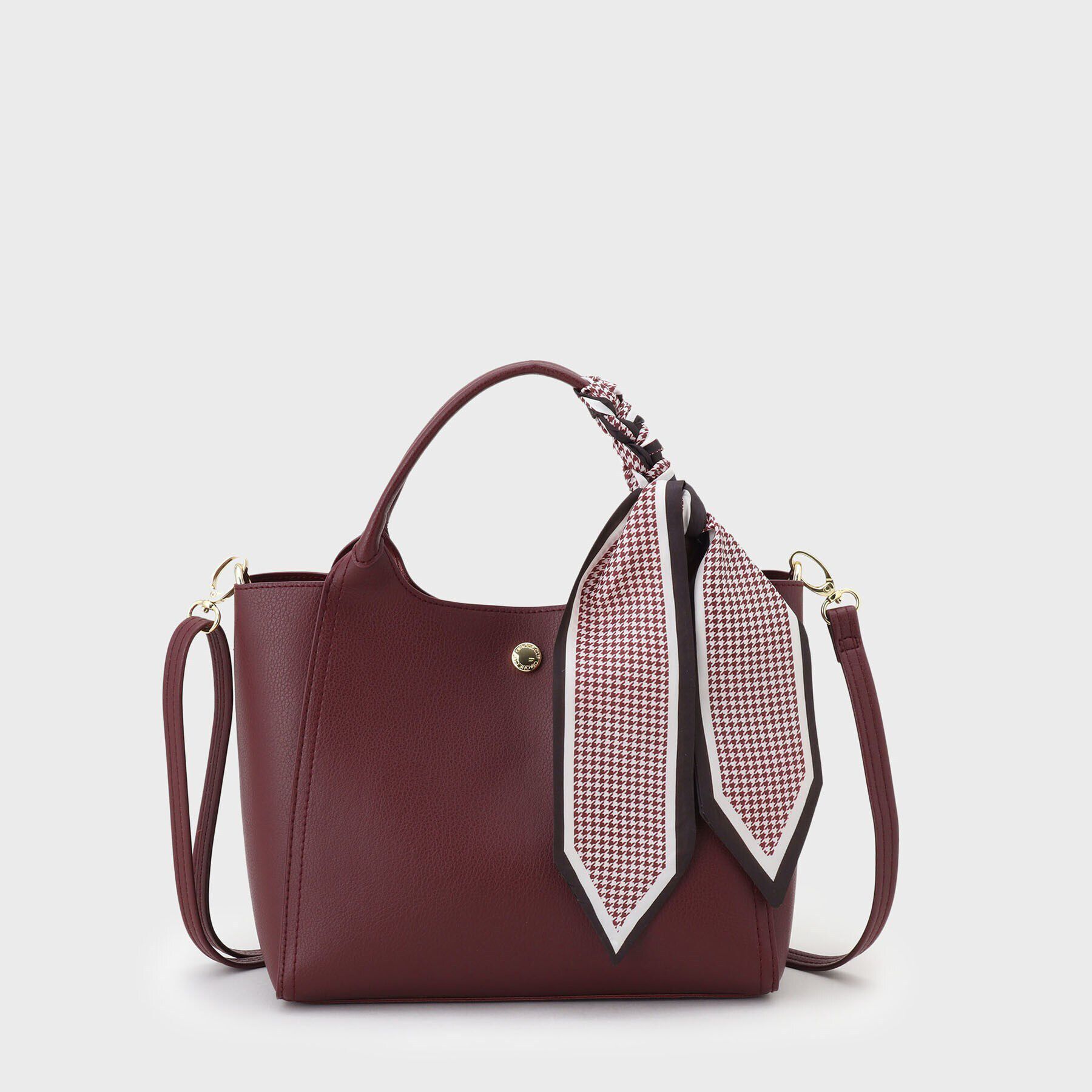 OPAQUE.CLIP「【2WAY】千鳥柄スカーフ付き合皮ミドルトートバッグ」|トートバッグ|