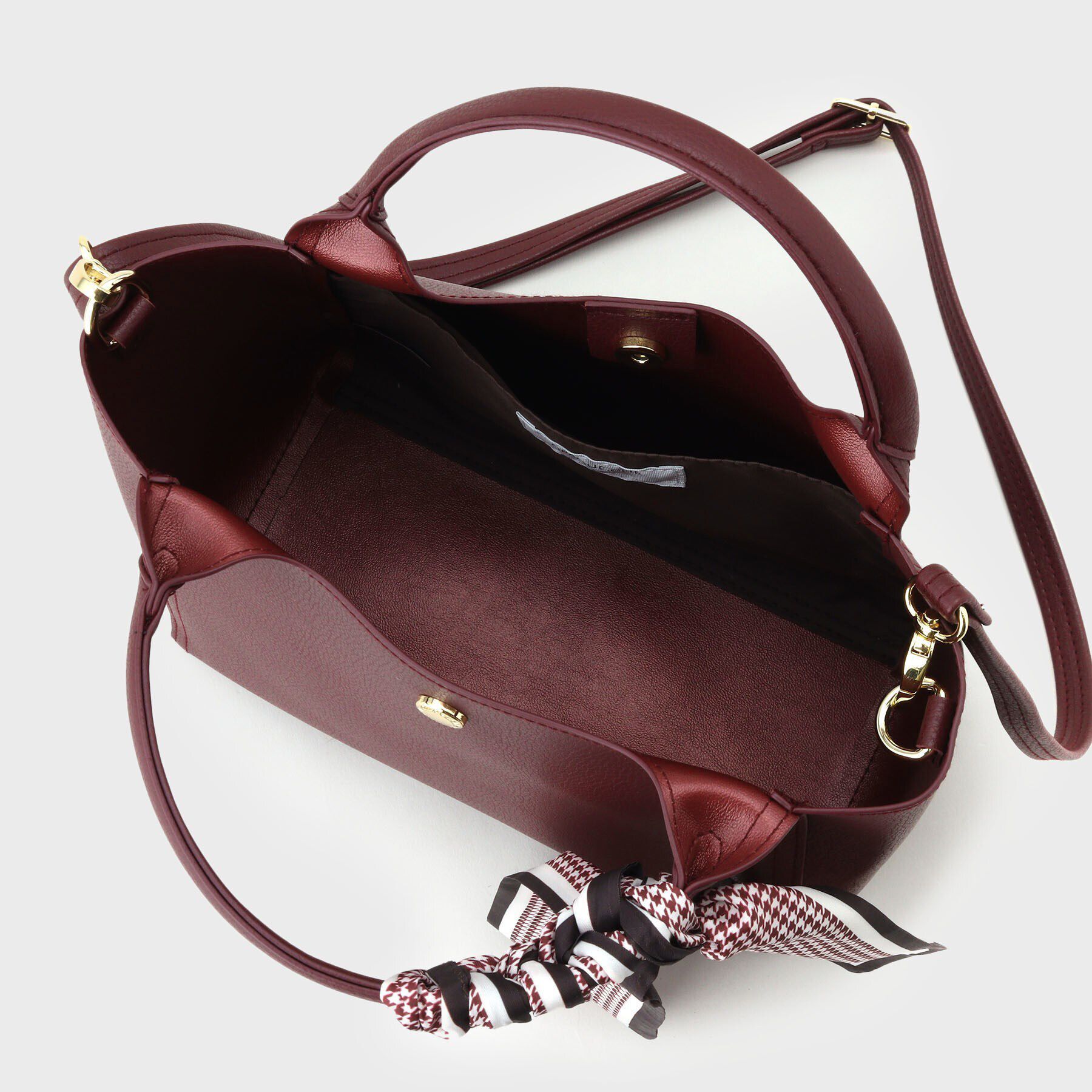 OPAQUE.CLIP「【2WAY】千鳥柄スカーフ付き合皮ミドルトートバッグ」|トートバッグ|