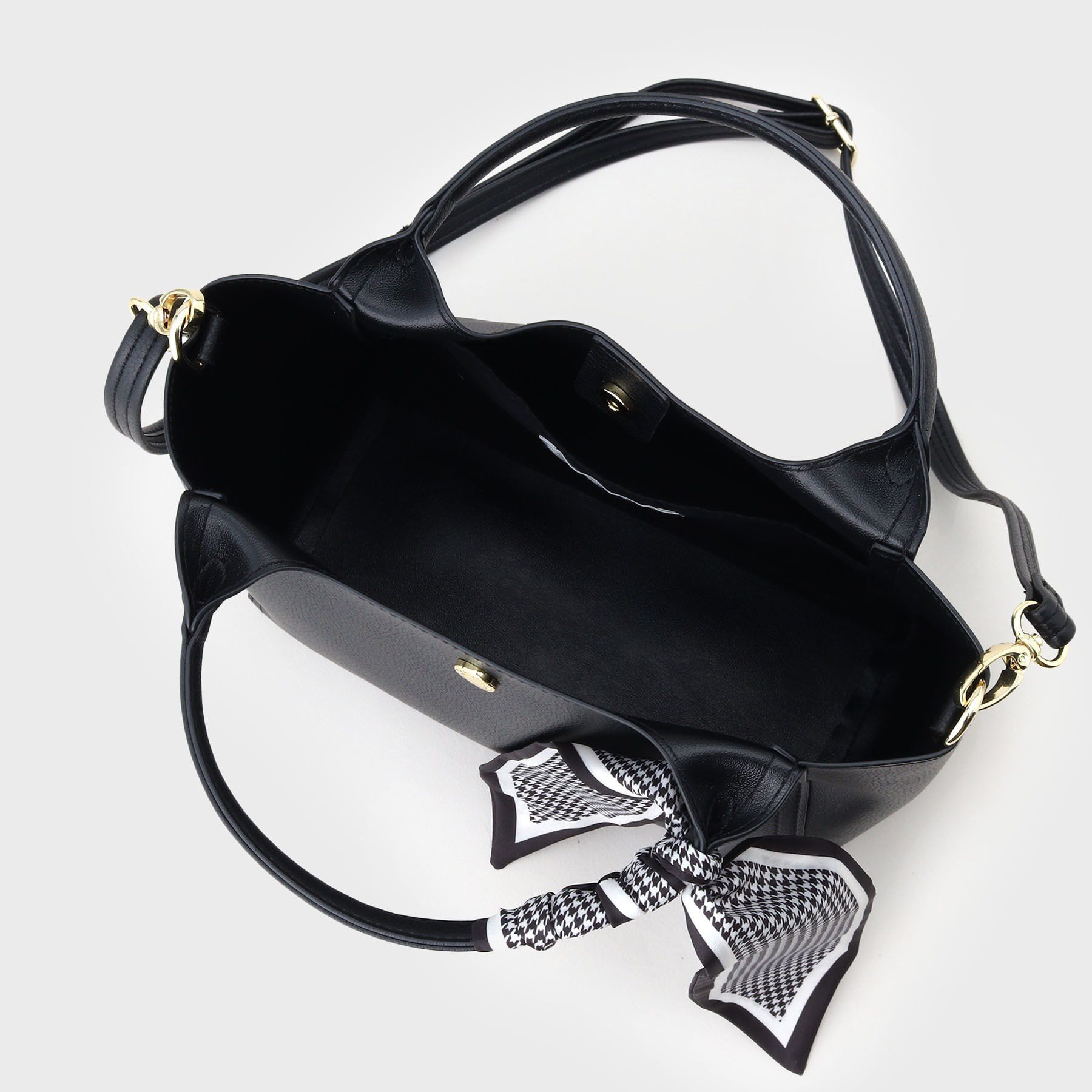 OPAQUE.CLIP「【2WAY】千鳥柄スカーフ付き合皮ミドルトートバッグ」|トートバッグ|