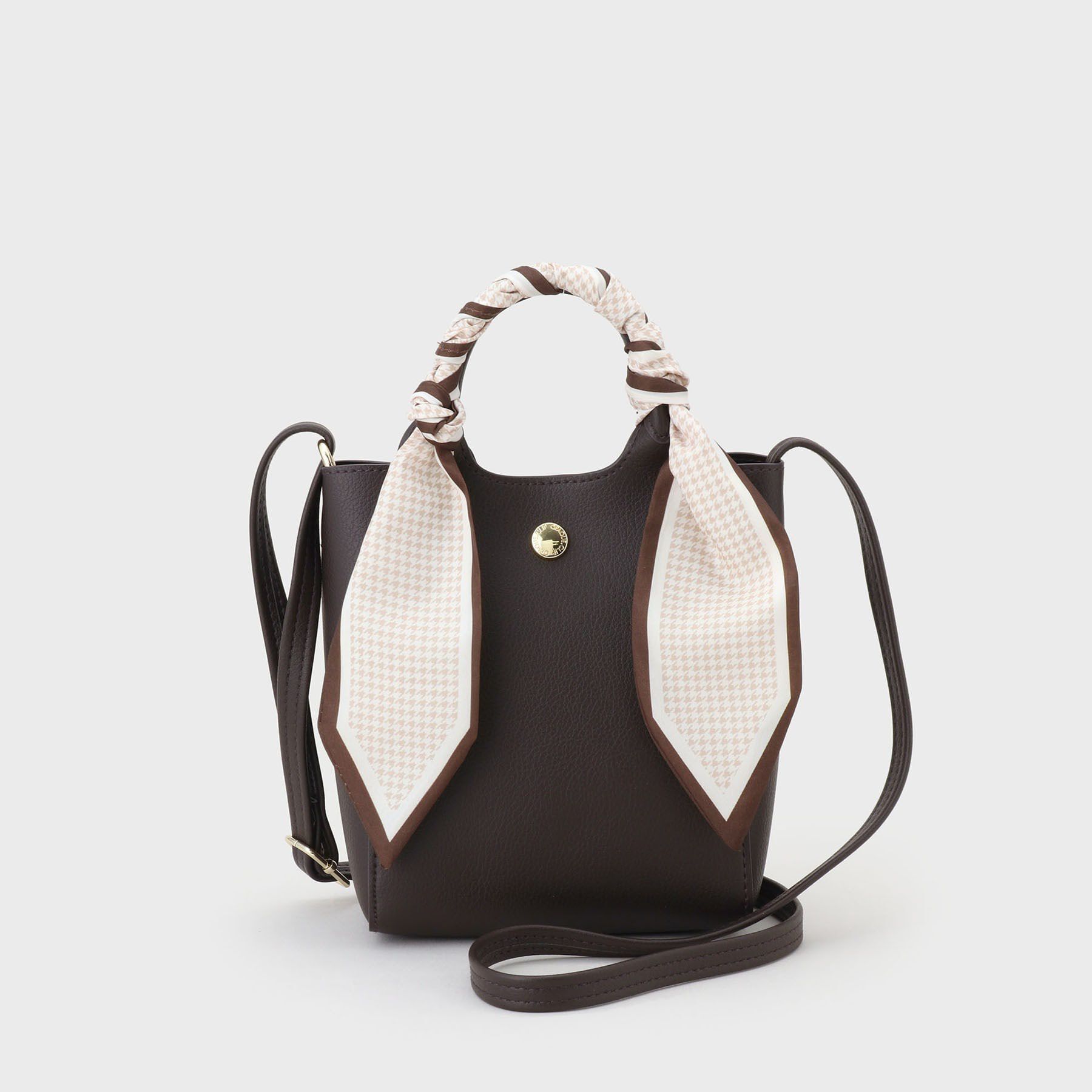 OPAQUE.CLIP「長さ調整可能！千鳥柄スカーフ付き合皮ミニショルダーバッグ」|ショルダー・メッセンジャー|