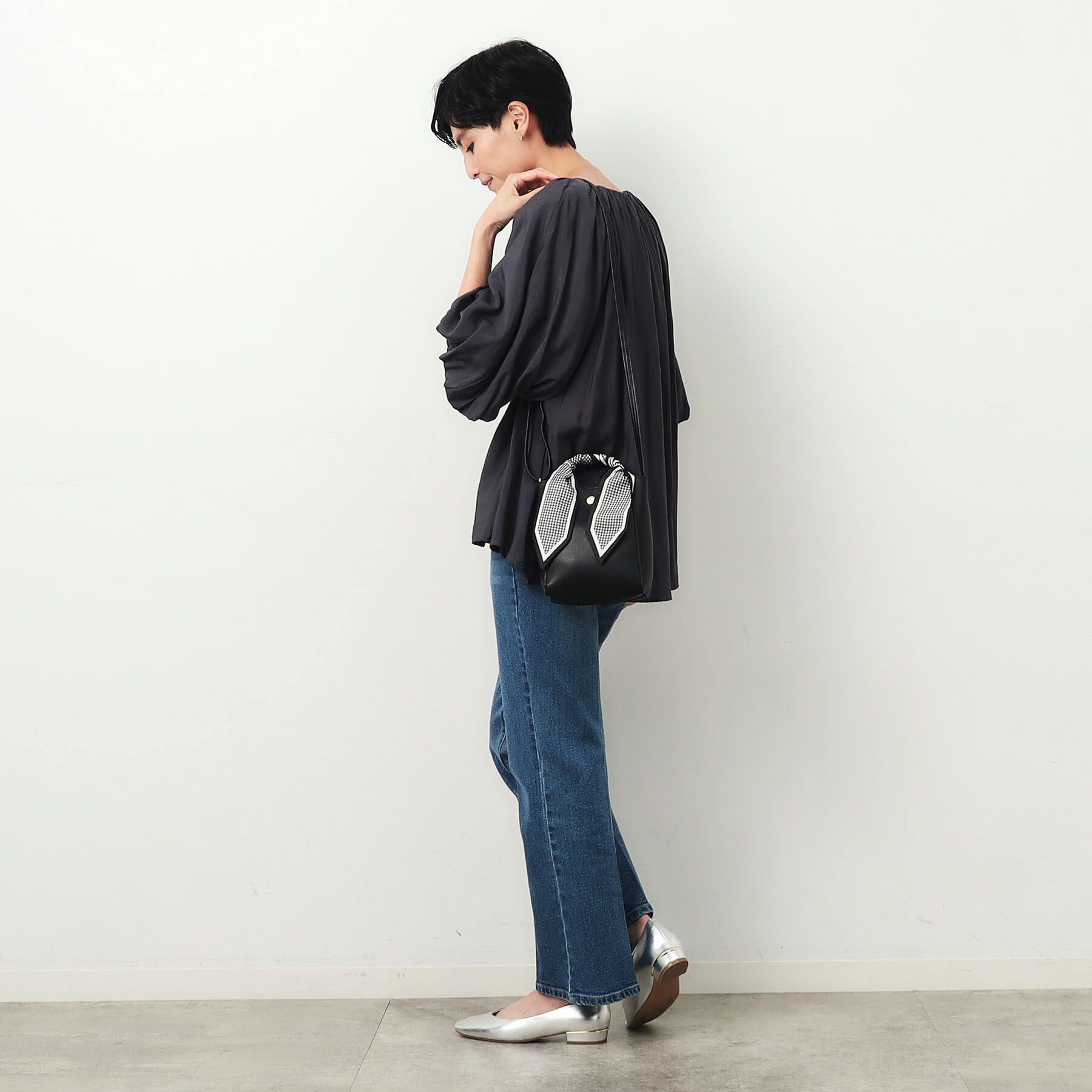 OPAQUE.CLIP「長さ調整可能！千鳥柄スカーフ付き合皮ミニショルダーバッグ」|ショルダー・メッセンジャー|