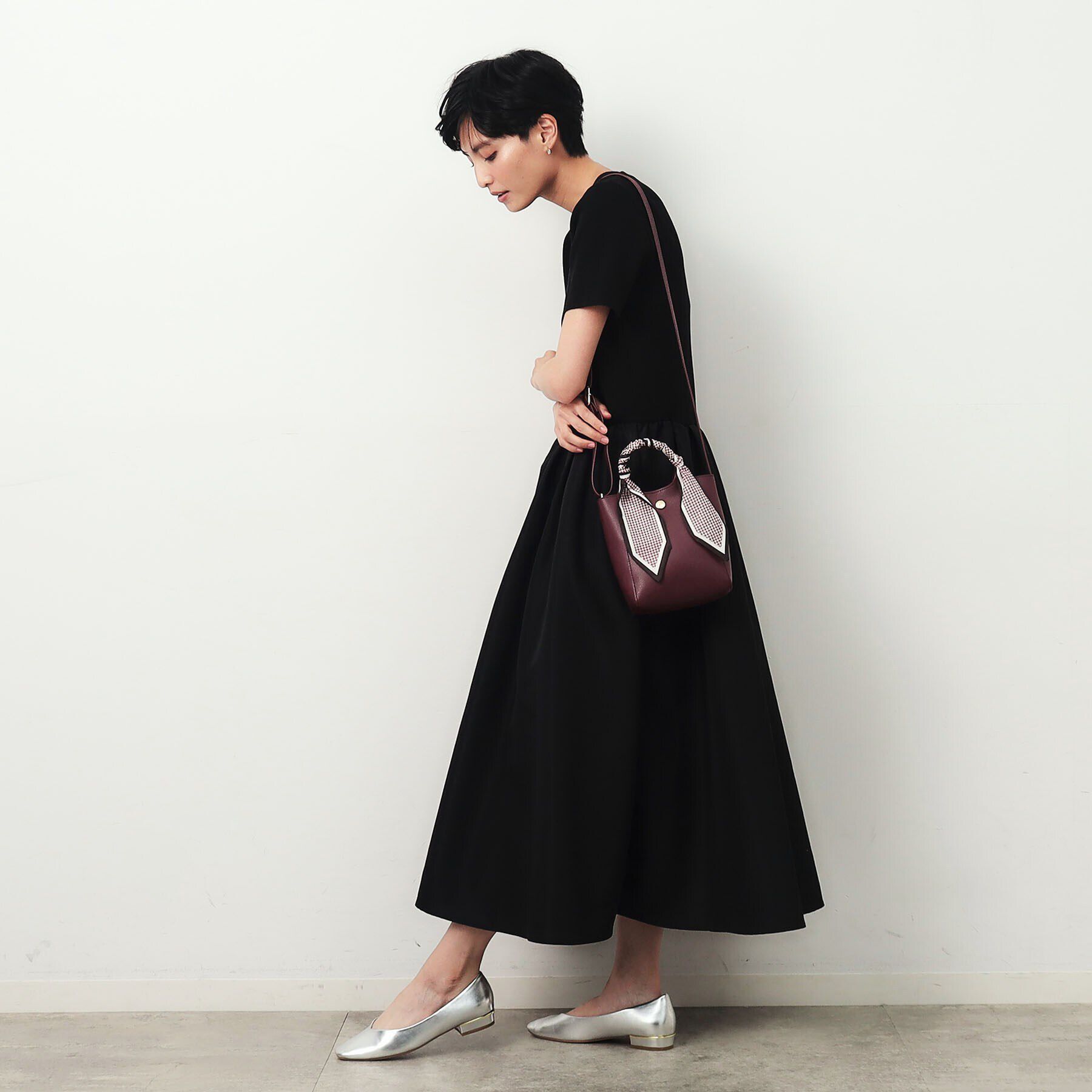 OPAQUE.CLIP「長さ調整可能！千鳥柄スカーフ付き合皮ミニショルダーバッグ」|ショルダー・メッセンジャー|