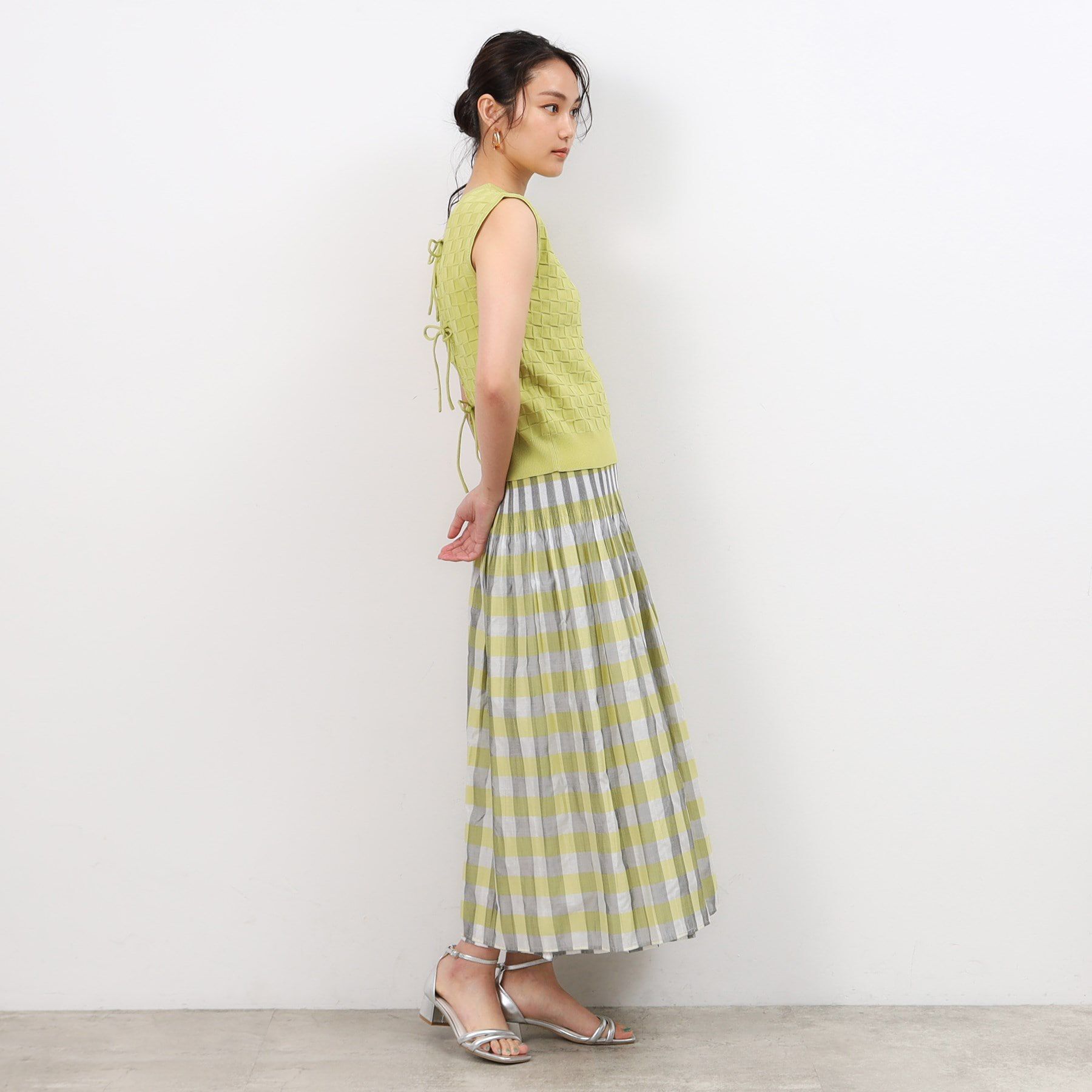 OPAQUE.CLIP「【リバーシブル】チェック／ストライプフレアスカート【洗濯機洗い可】」|スカート|