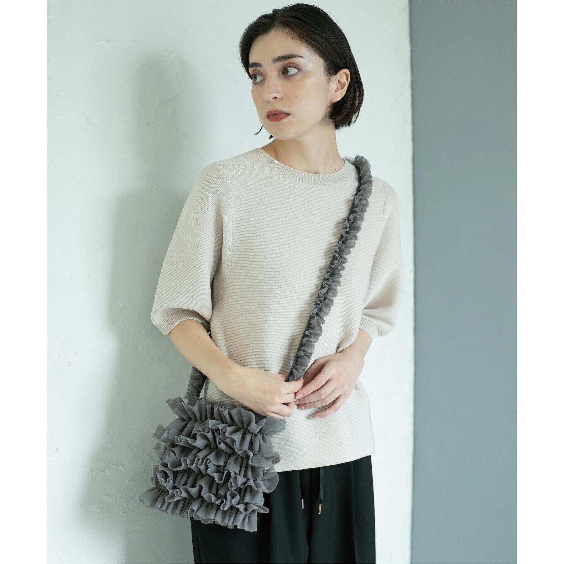 OPAQUE.CLIP「《6color/S-LLsize》ガーターボリュームスリーブニット【洗濯機洗い可/UVケア】」|ニット・セーター|