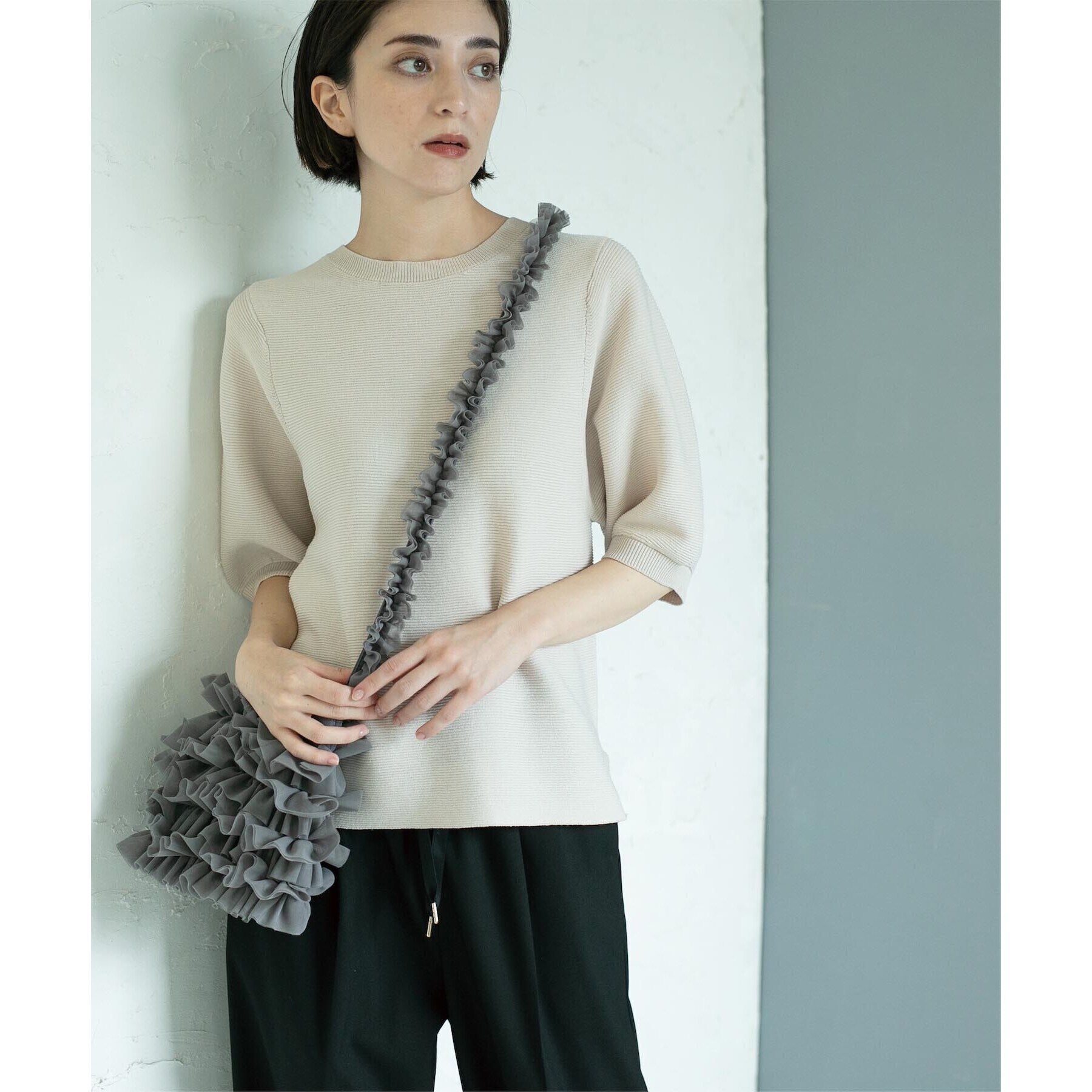 OPAQUE.CLIP「《6color/S-LLsize》ガーターボリュームスリーブニット【洗濯機洗い可/UVケア】」|ニット・セーター|