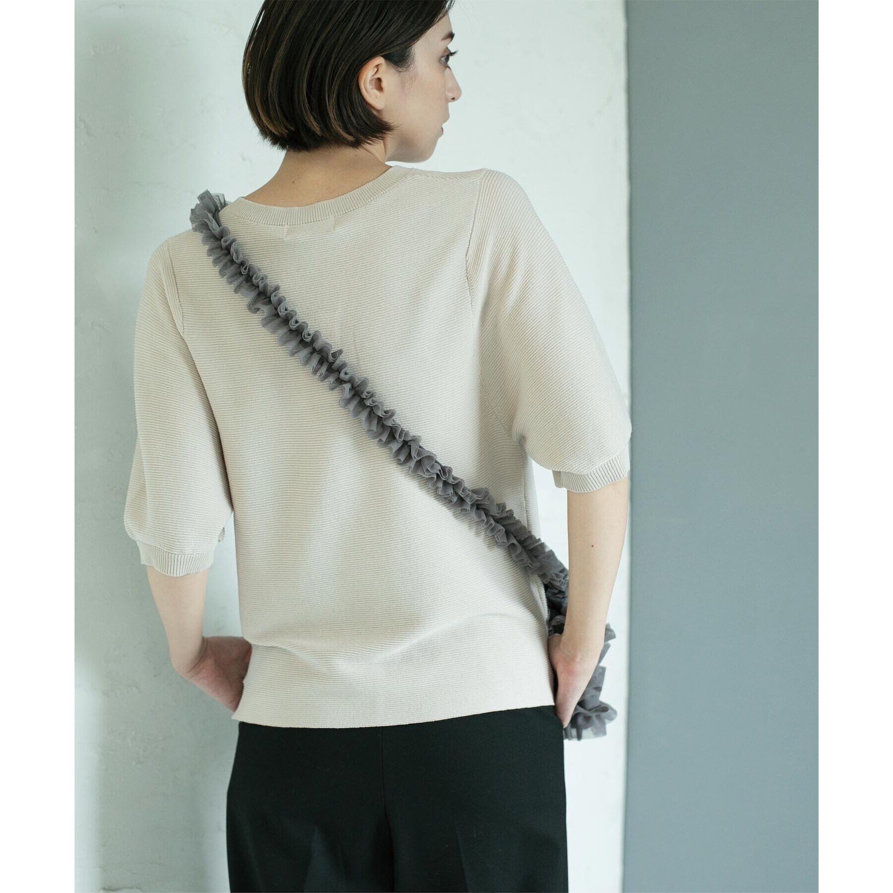 OPAQUE.CLIP「《6color/S-LLsize》ガーターボリュームスリーブニット【洗濯機洗い可/UVケア】」|ニット・セーター|