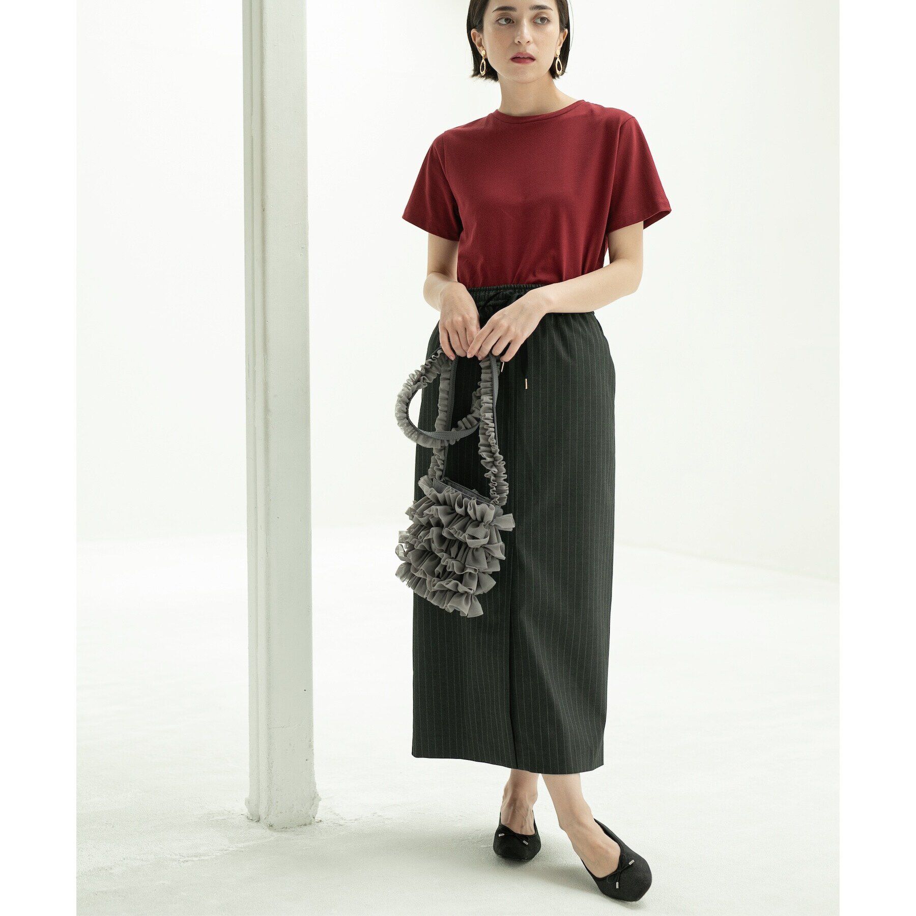 OPAQUE.CLIP「《美人百花掲載》ピンストライプイージーナロースカート【洗濯機洗い可】」|スカート|