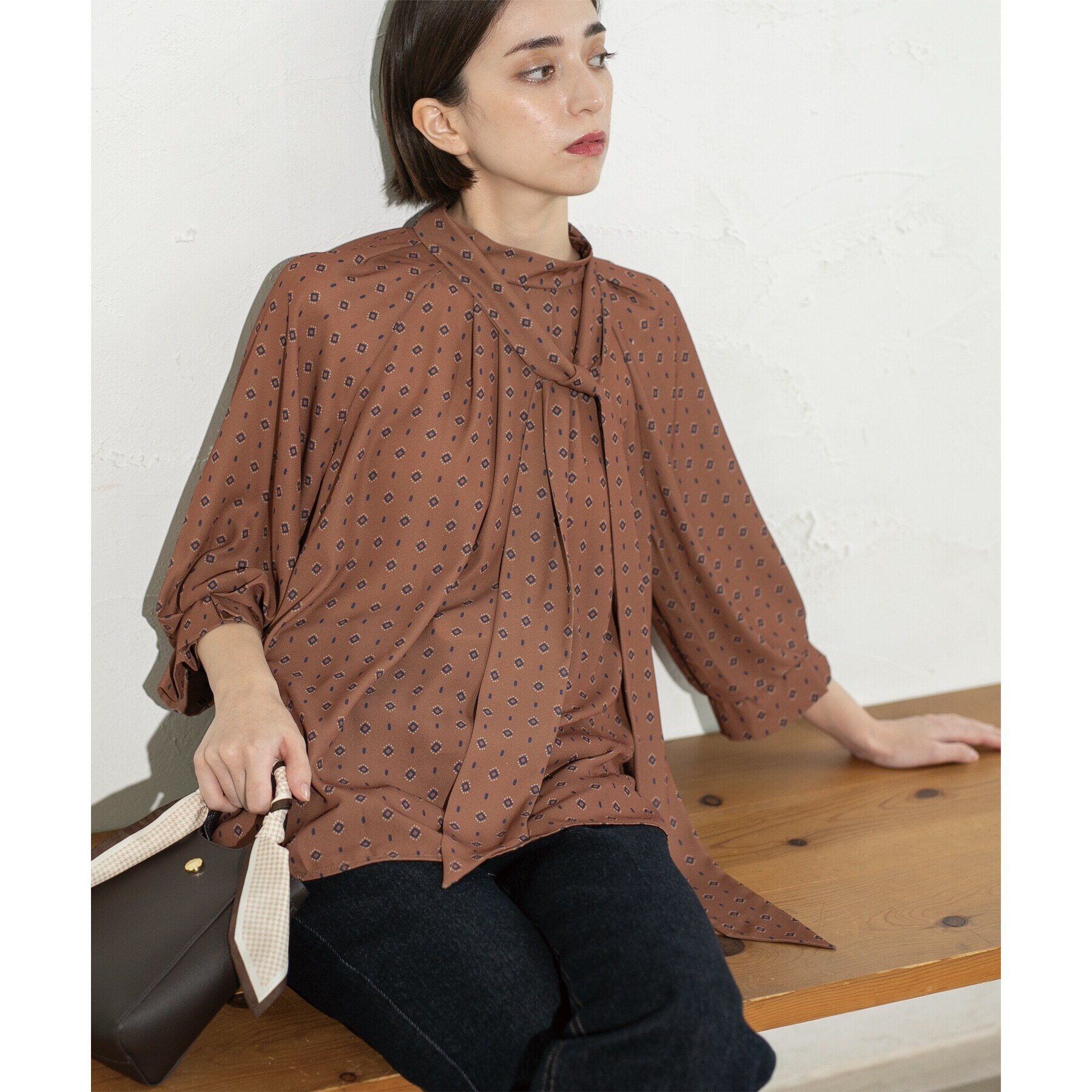 OPAQUE.CLIP「2WAY 柄プリントボウタイブラウス【洗濯機洗い可】」|シャツ・ブラウス|