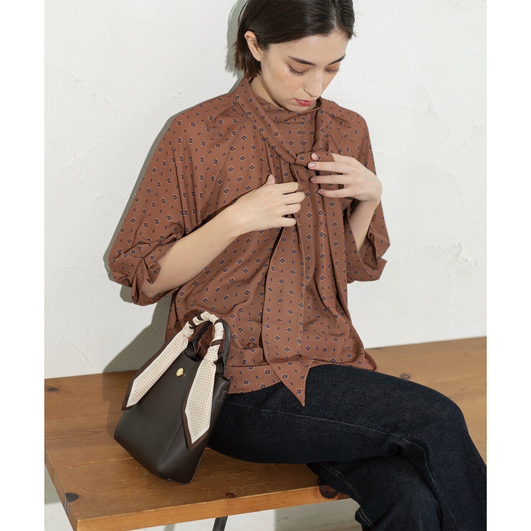 OPAQUE.CLIP「2WAY 柄プリントボウタイブラウス【洗濯機洗い可】」|シャツ・ブラウス|