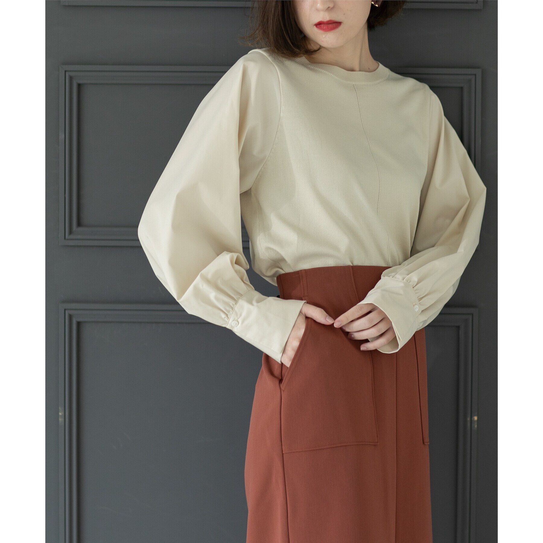 OPAQUE.CLIP「異素材切り替えニット【洗濯機洗い可】」|ニット・セーター|