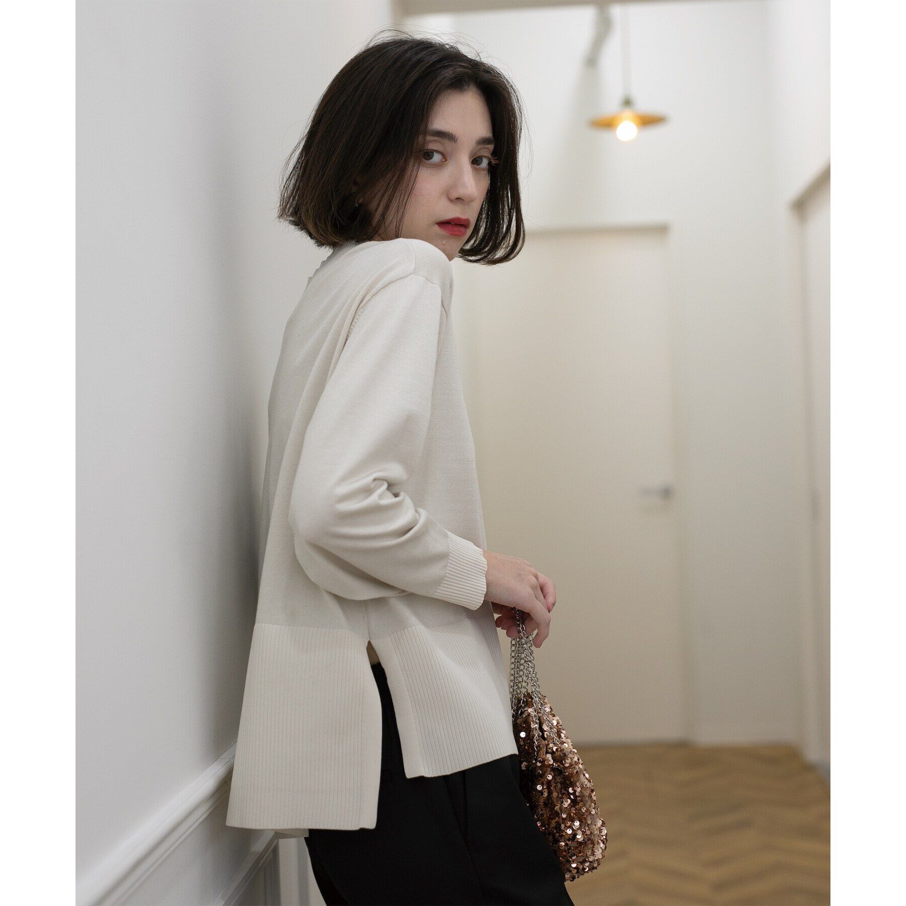 OPAQUE.CLIP「《5color》リブ使いVネックニット【洗濯機洗い可】」|ニット・セーター|