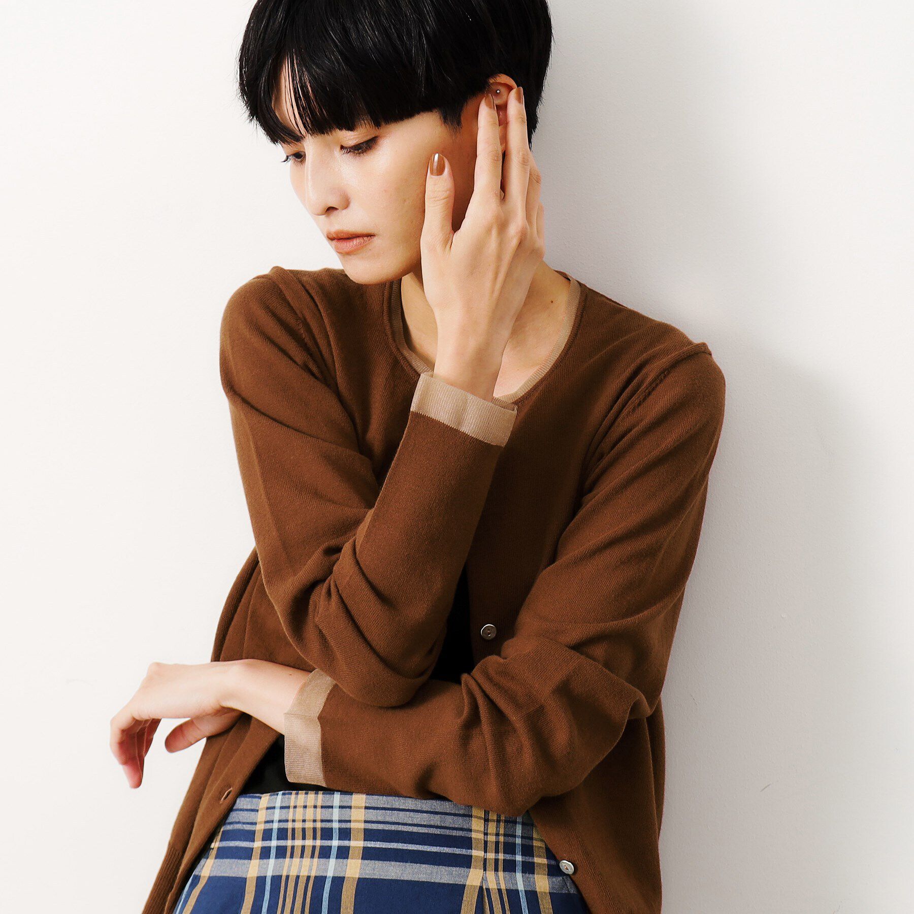 OPAQUE.CLIP「UV ネックシアークルーニットカーディガン【洗濯機洗い可】」|カーディガン|