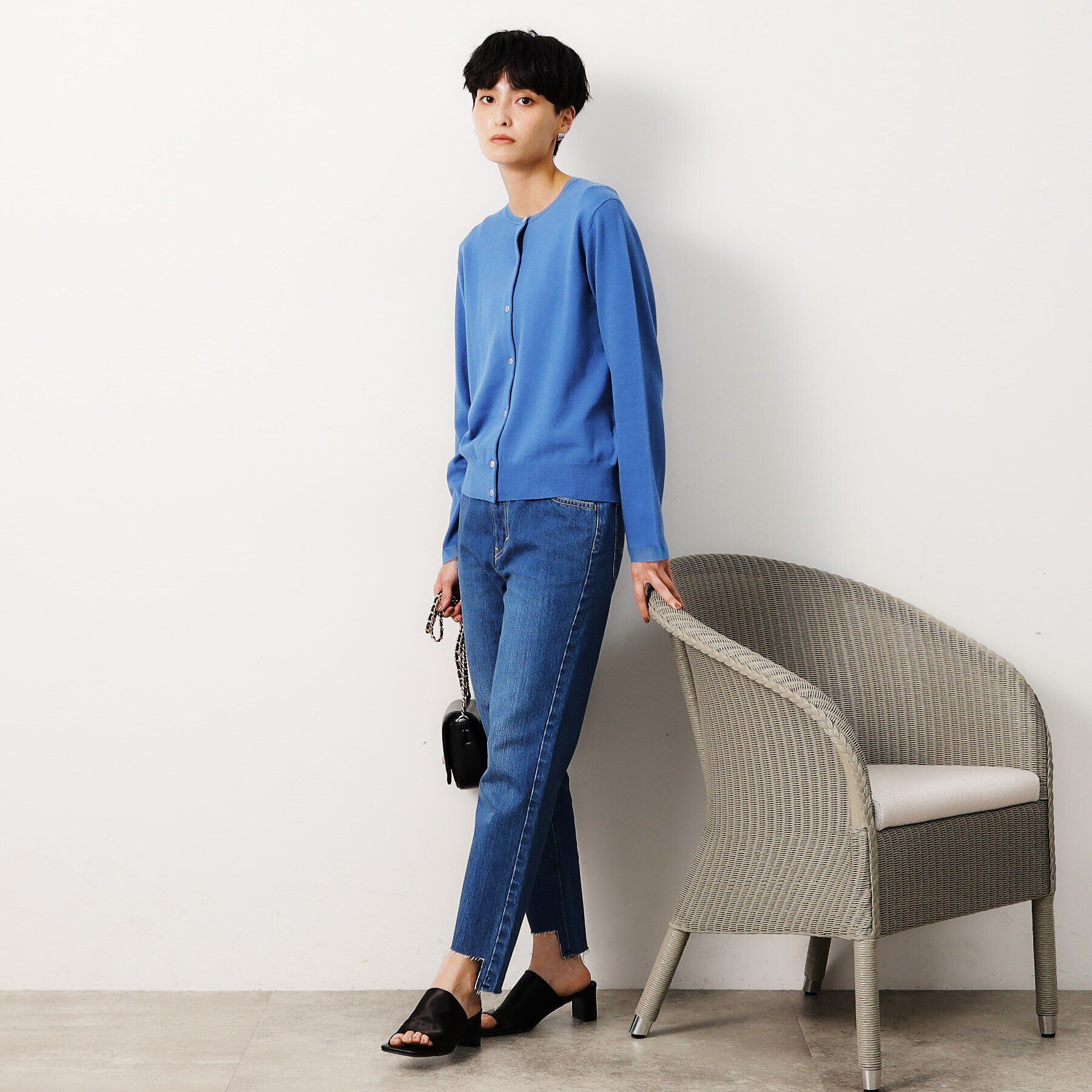 OPAQUE.CLIP「UV ネックシアークルーニットカーディガン【洗濯機洗い可】」|カーディガン|