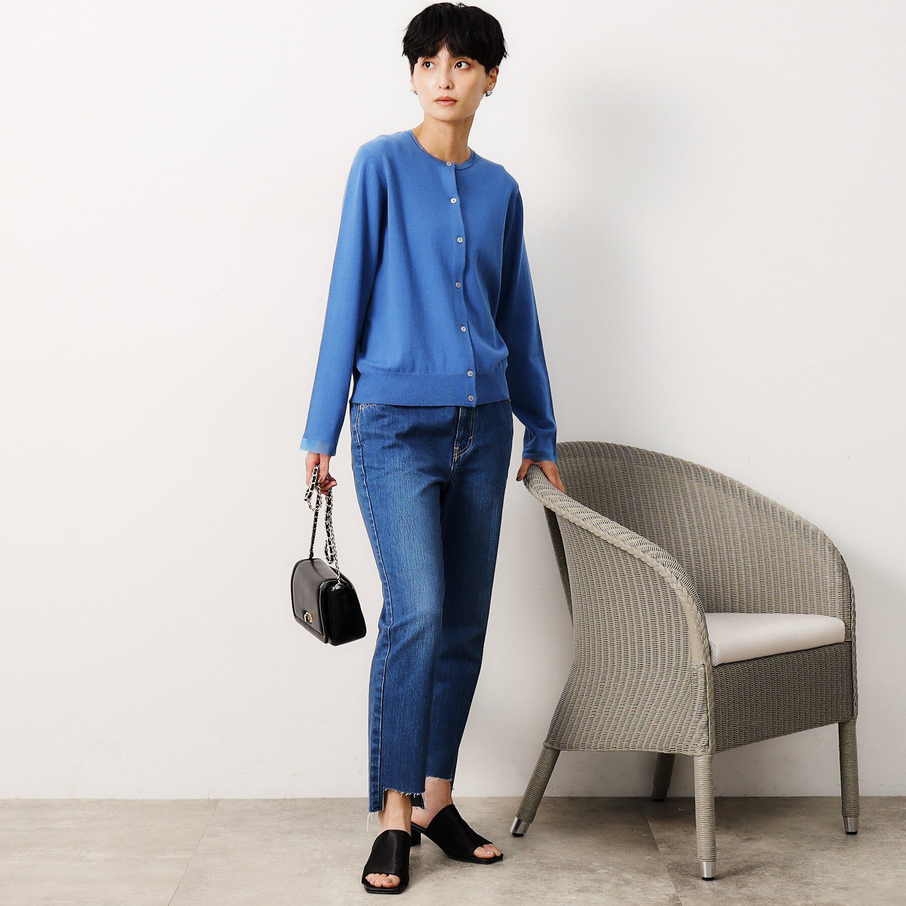 OPAQUE.CLIP「UV ネックシアークルーニットカーディガン【洗濯機洗い可】」|カーディガン|