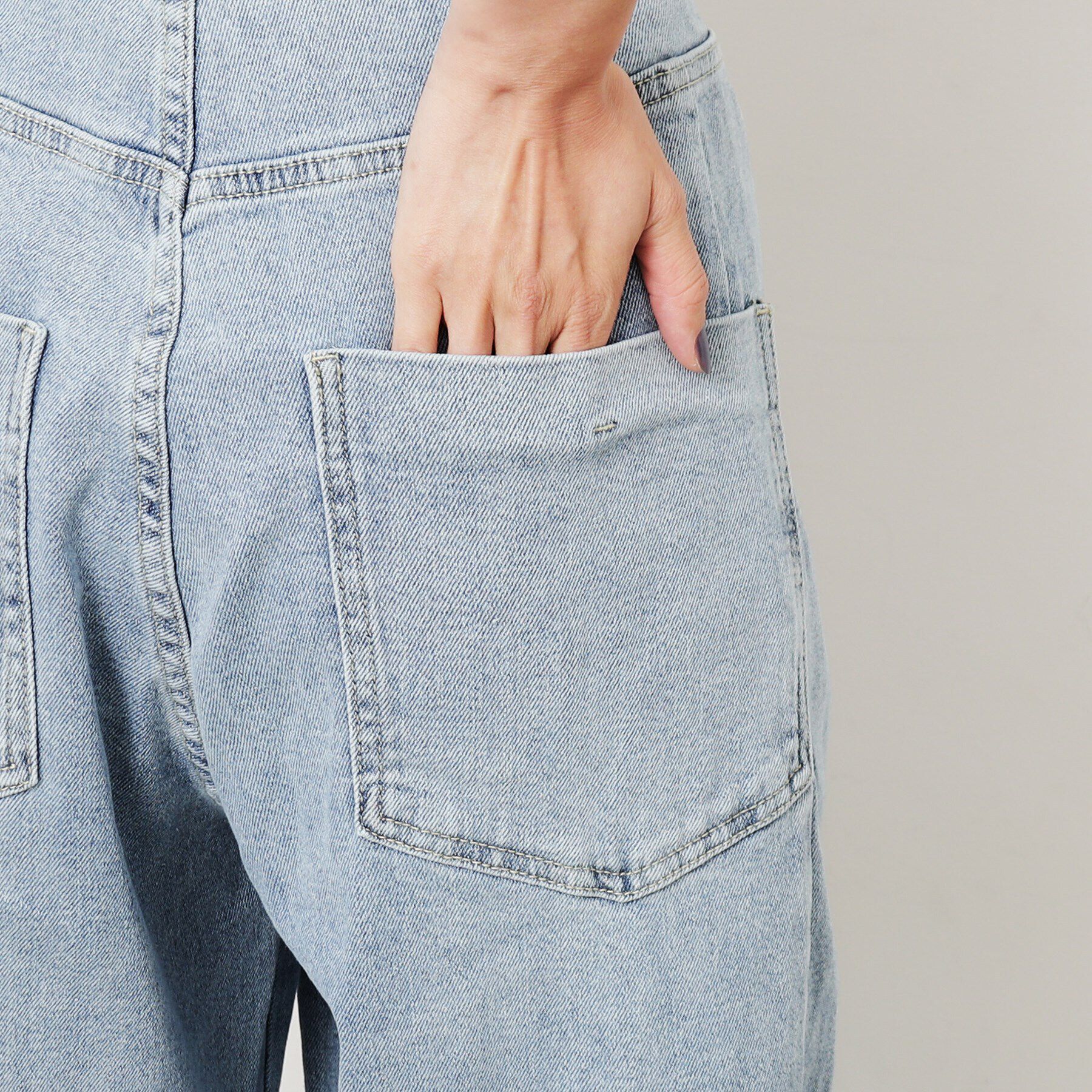 OPAQUE.CLIP「ストレッチラップデザインワイドデニム／オーガニックコットン混【洗濯機洗い可】」|デニム|