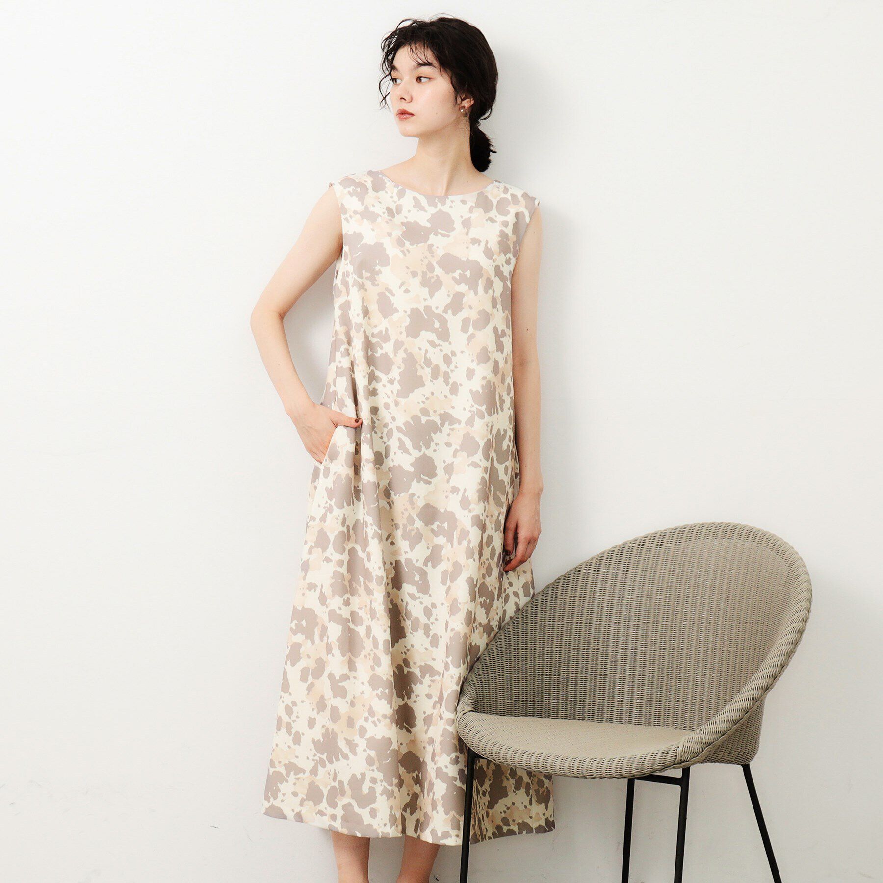 OPAQUE.CLIP「アニマル柄プリントAラインワンピース【洗濯機洗い可】」|ワンピース|