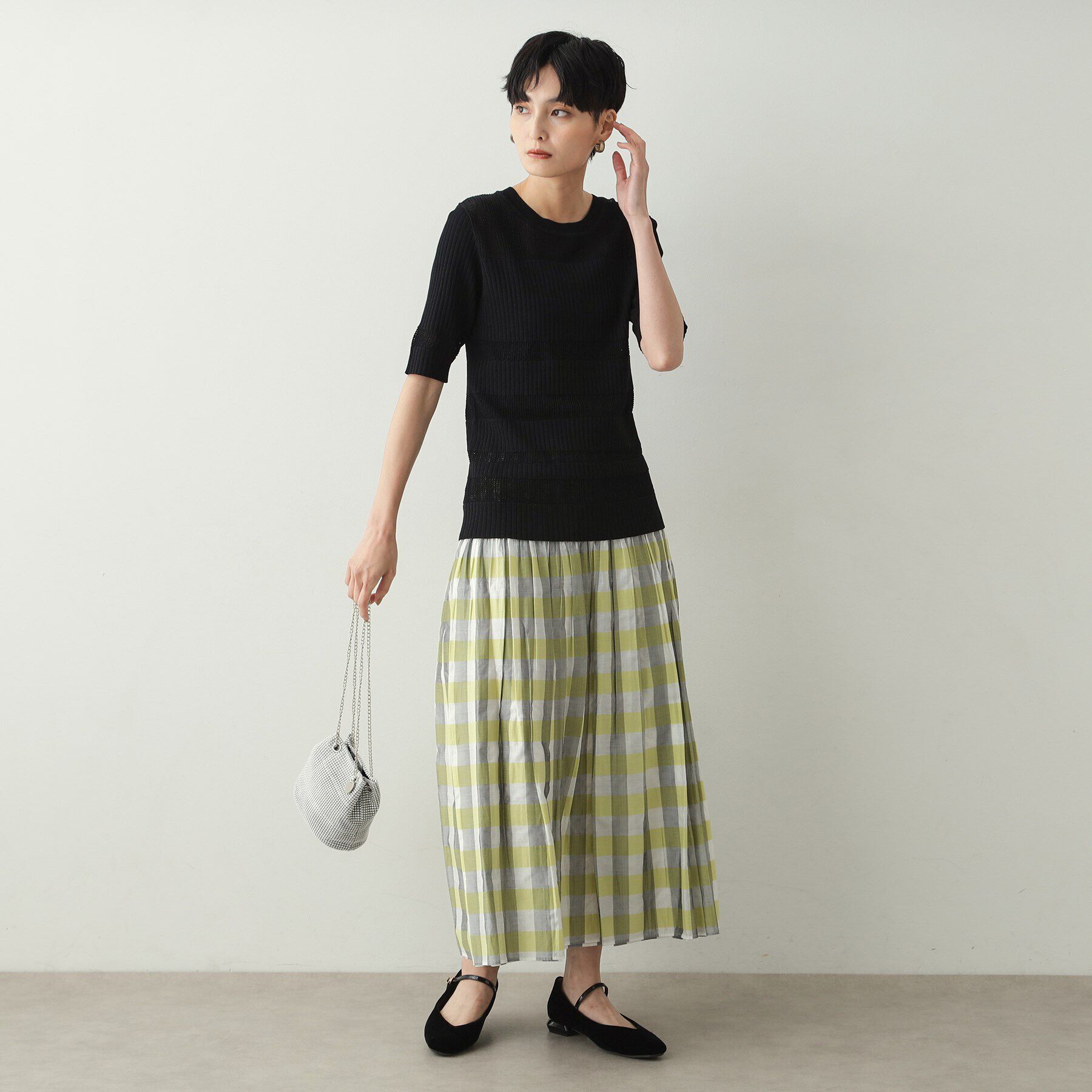 OPAQUE.CLIP「メッシュ&times;リブニット【洗濯機洗い可/抗ピル】」|ニット・セーター|