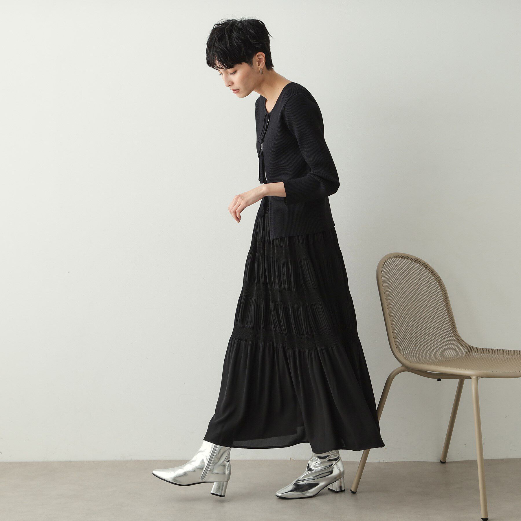 OPAQUE.CLIP「フロントリボン リブカーディガン【洗える/抗ピル】」|カーディガン|