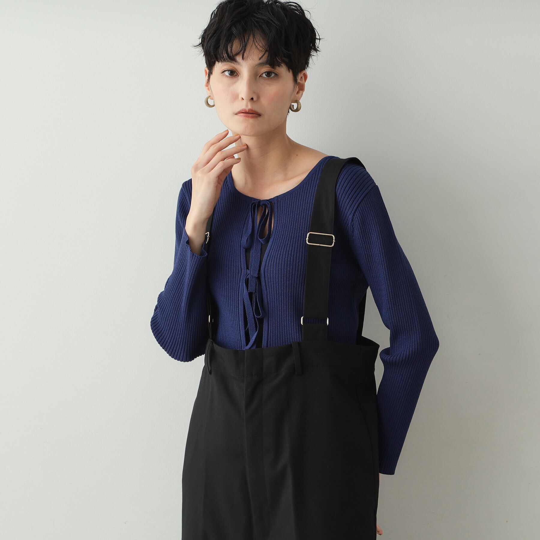 OPAQUE.CLIP「フロントリボン リブカーディガン【洗える/抗ピル】」|カーディガン|