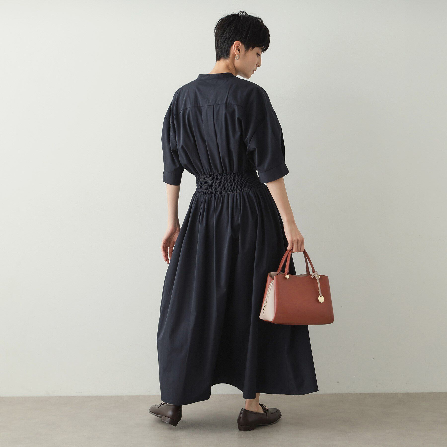 OPAQUE.CLIP「ウエストシャーリング シャツワンピース【洗濯機洗い可】」|ワンピース|