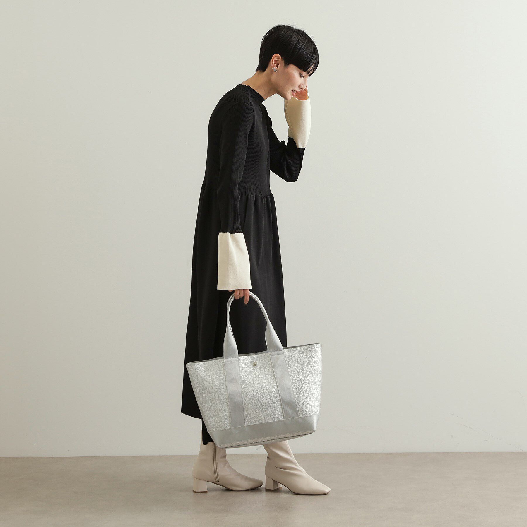 OPAQUE.CLIP「【A4サイズ対応】シュリンク合皮コンビビッグトートバッグ」|トートバッグ|