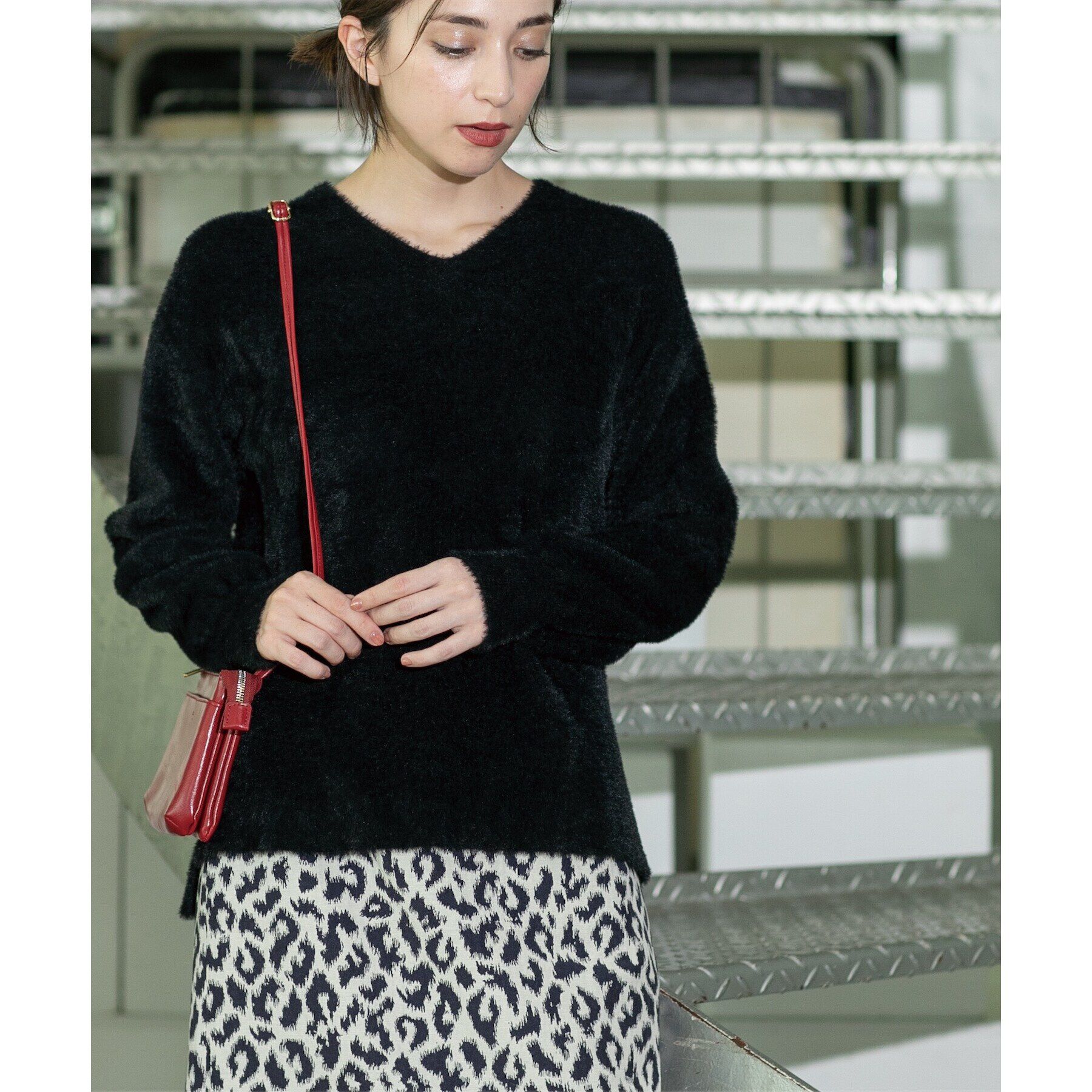 OPAQUE.CLIP「《5color/S-LLsize》フェザーヤーンVネックニット【洗濯機洗い可／抗ピル】」|ニット・セーター|