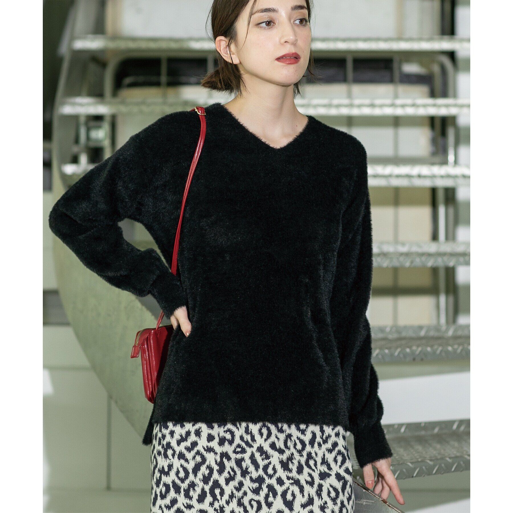 OPAQUE.CLIP「《5color/S-LLsize》フェザーヤーンVネックニット【洗濯機洗い可／抗ピル】」|ニット・セーター|