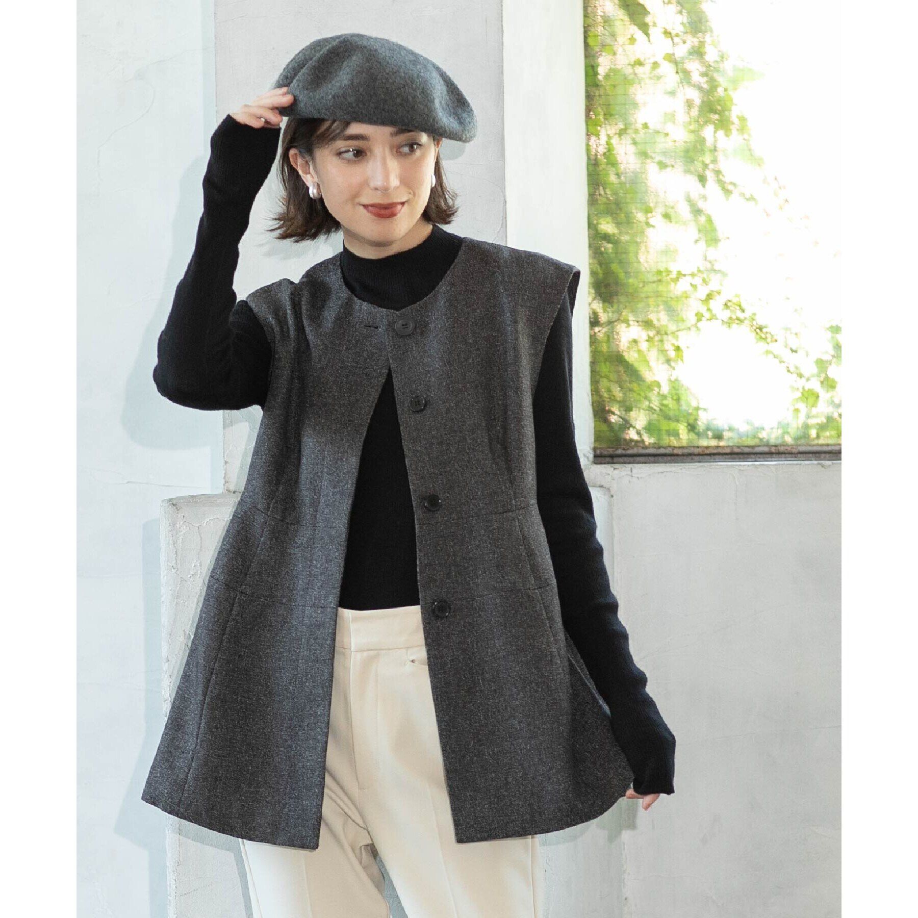 OPAQUE.CLIP「ウールライクペプラムジレ【洗濯機洗い可】」|ベスト・ジレ|