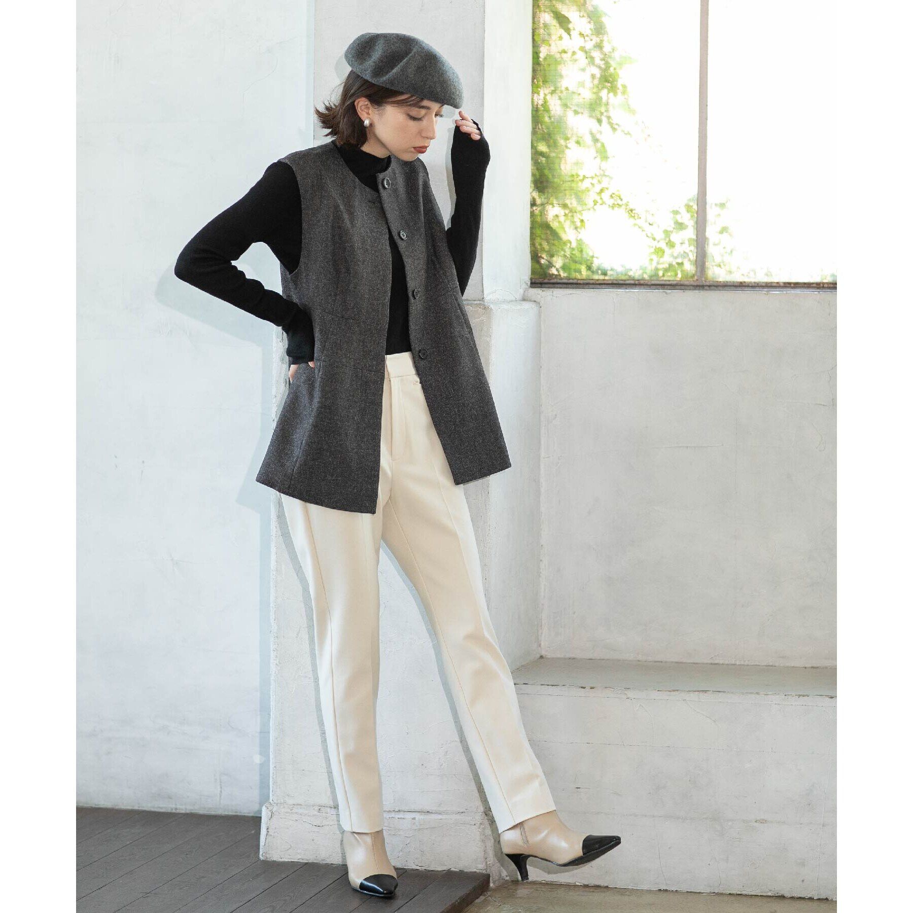 OPAQUE.CLIP「ウールライクペプラムジレ【洗濯機洗い可】」|ベスト・ジレ|