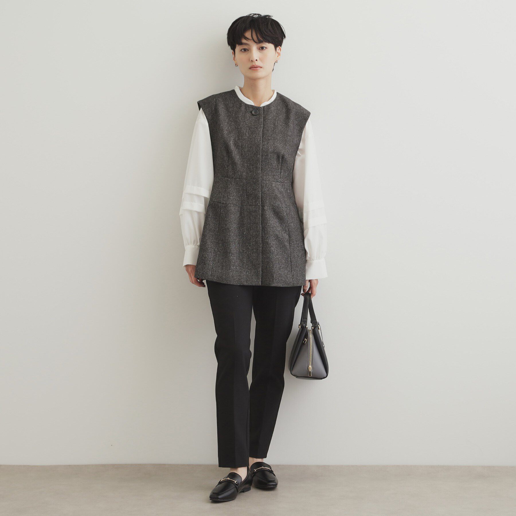 OPAQUE.CLIP「ウールライクペプラムジレ【洗濯機洗い可】」|ベスト・ジレ|