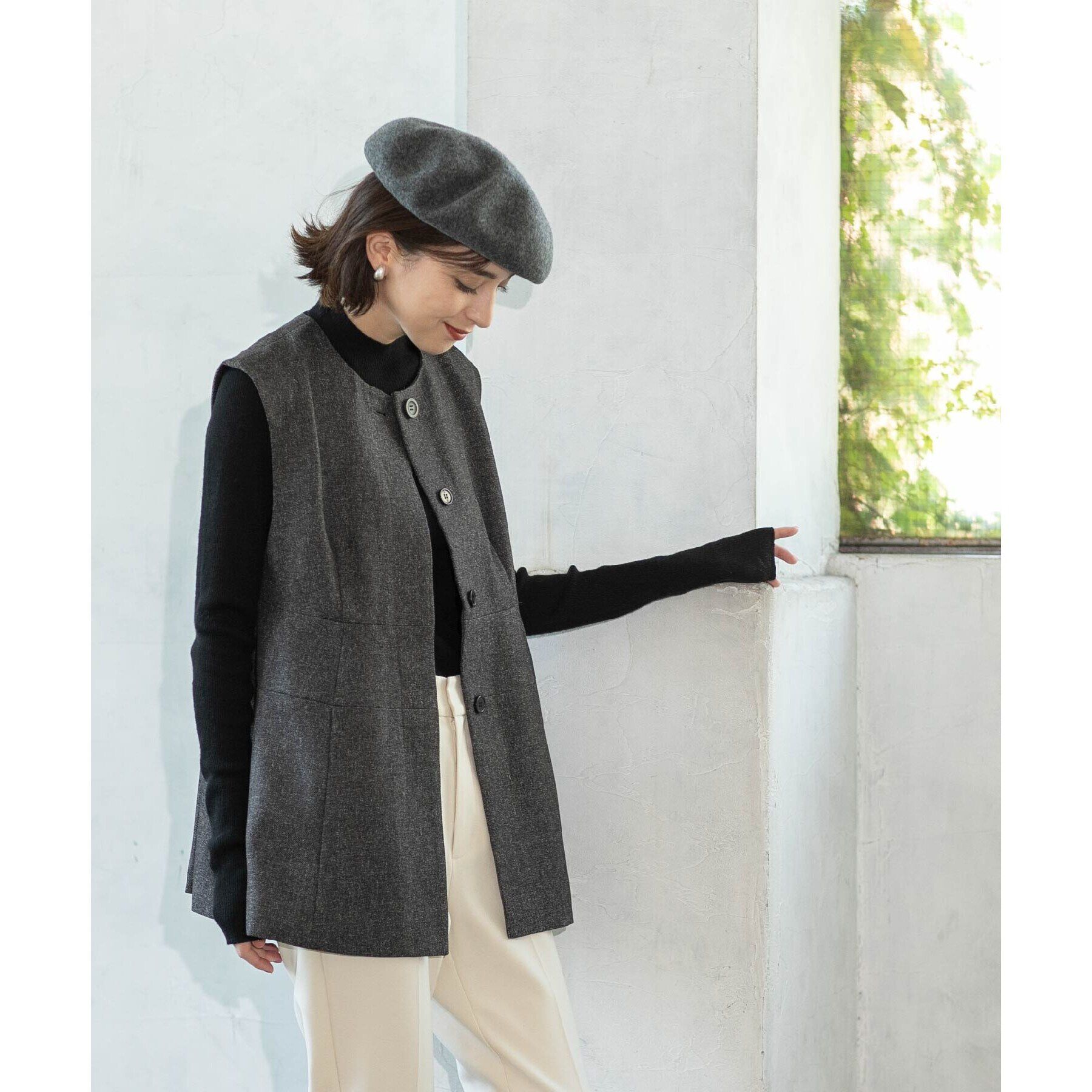 OPAQUE.CLIP「ウールライクペプラムジレ【洗濯機洗い可】」|ベスト・ジレ|