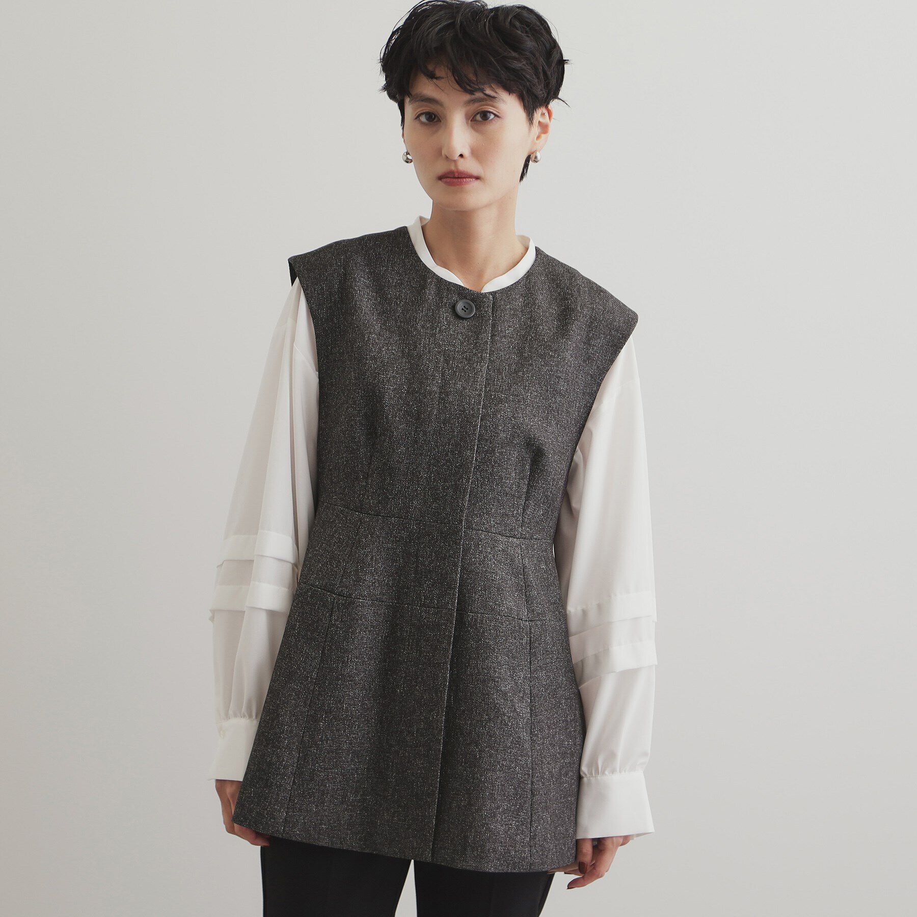 OPAQUE.CLIP「ウールライクペプラムジレ【洗濯機洗い可】」|ベスト・ジレ|