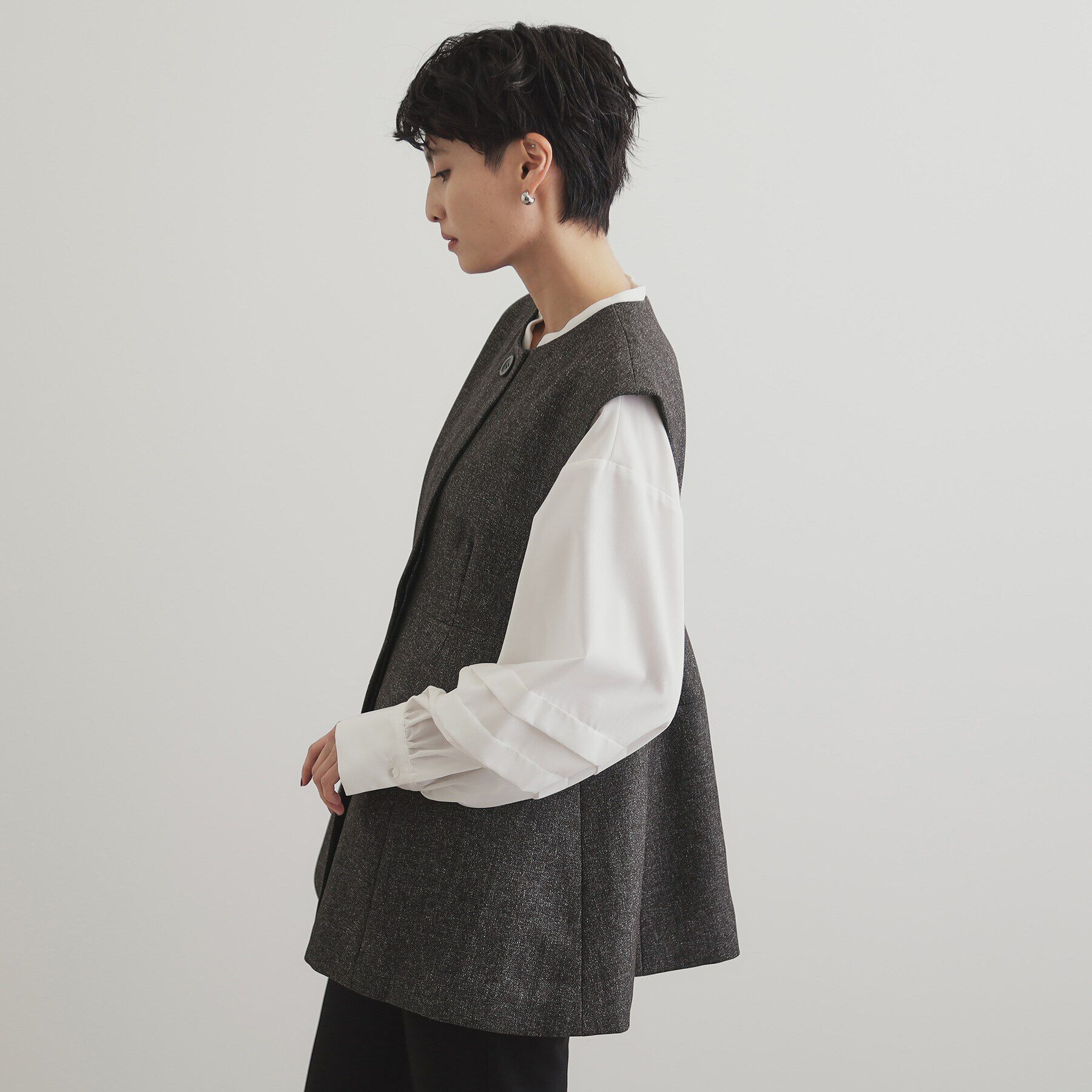 OPAQUE.CLIP「ウールライクペプラムジレ【洗濯機洗い可】」|ベスト・ジレ|