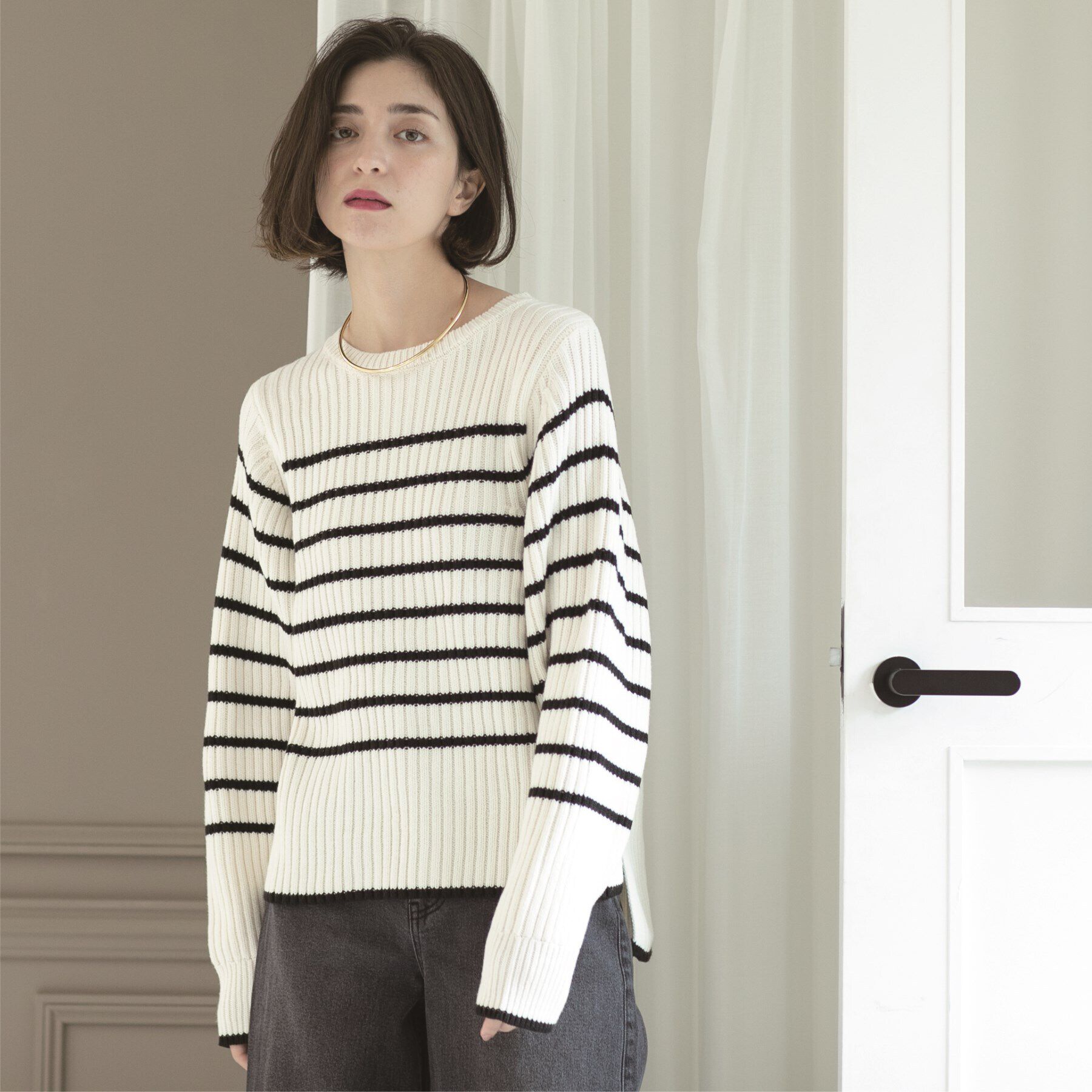 OPAQUE.CLIP「《7color》ボリュームスリーブリブニット【洗濯機洗い可】」|ニット・セーター|