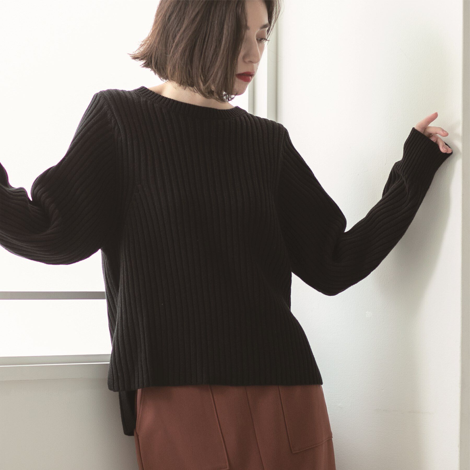 OPAQUE.CLIP「《7color》ボリュームスリーブリブニット【洗濯機洗い可】」|ニット・セーター|