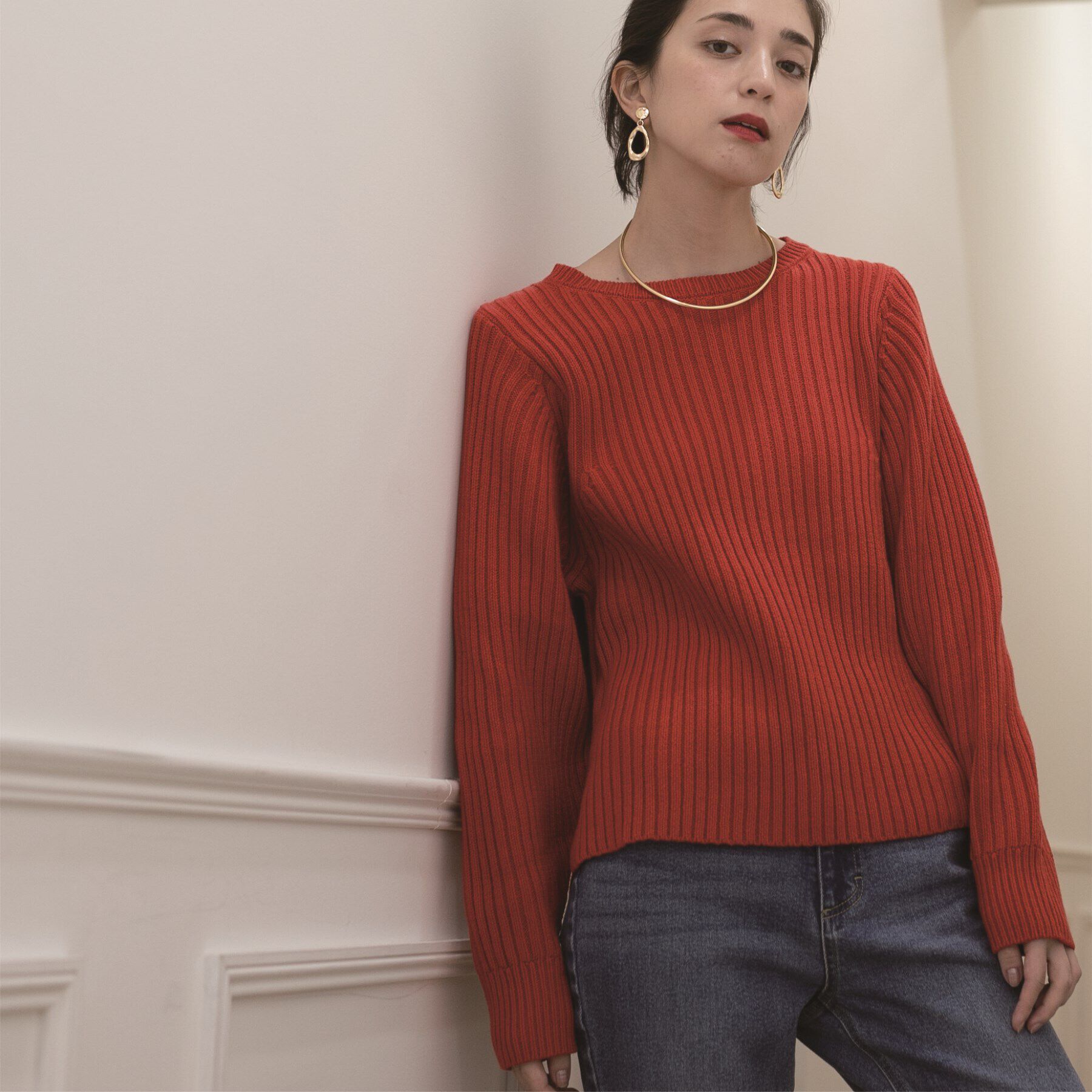 OPAQUE.CLIP「《7color》ボリュームスリーブリブニット【洗濯機洗い可】」|ニット・セーター|