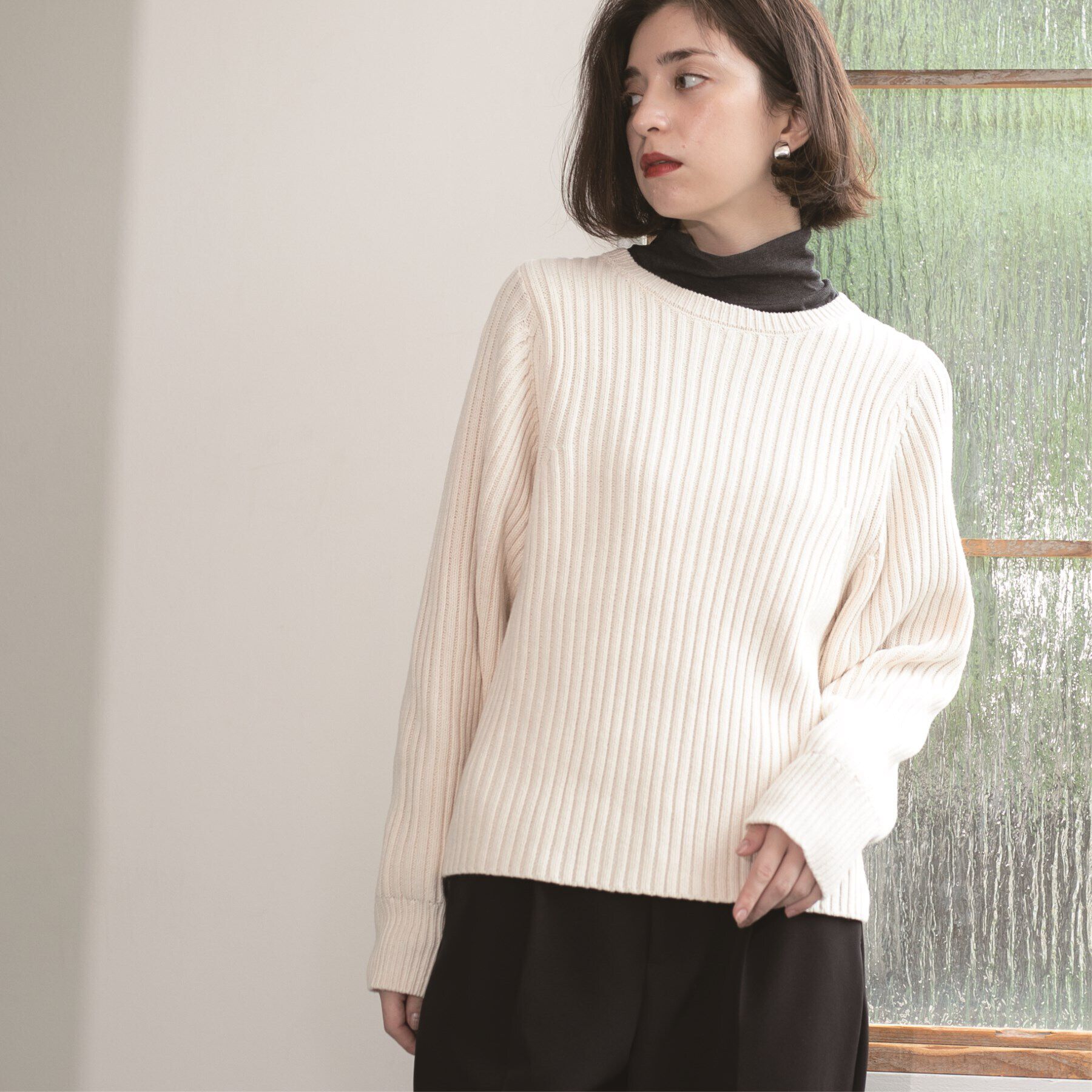 OPAQUE.CLIP「《7color》ボリュームスリーブリブニット【洗濯機洗い可】」|ニット・セーター|
